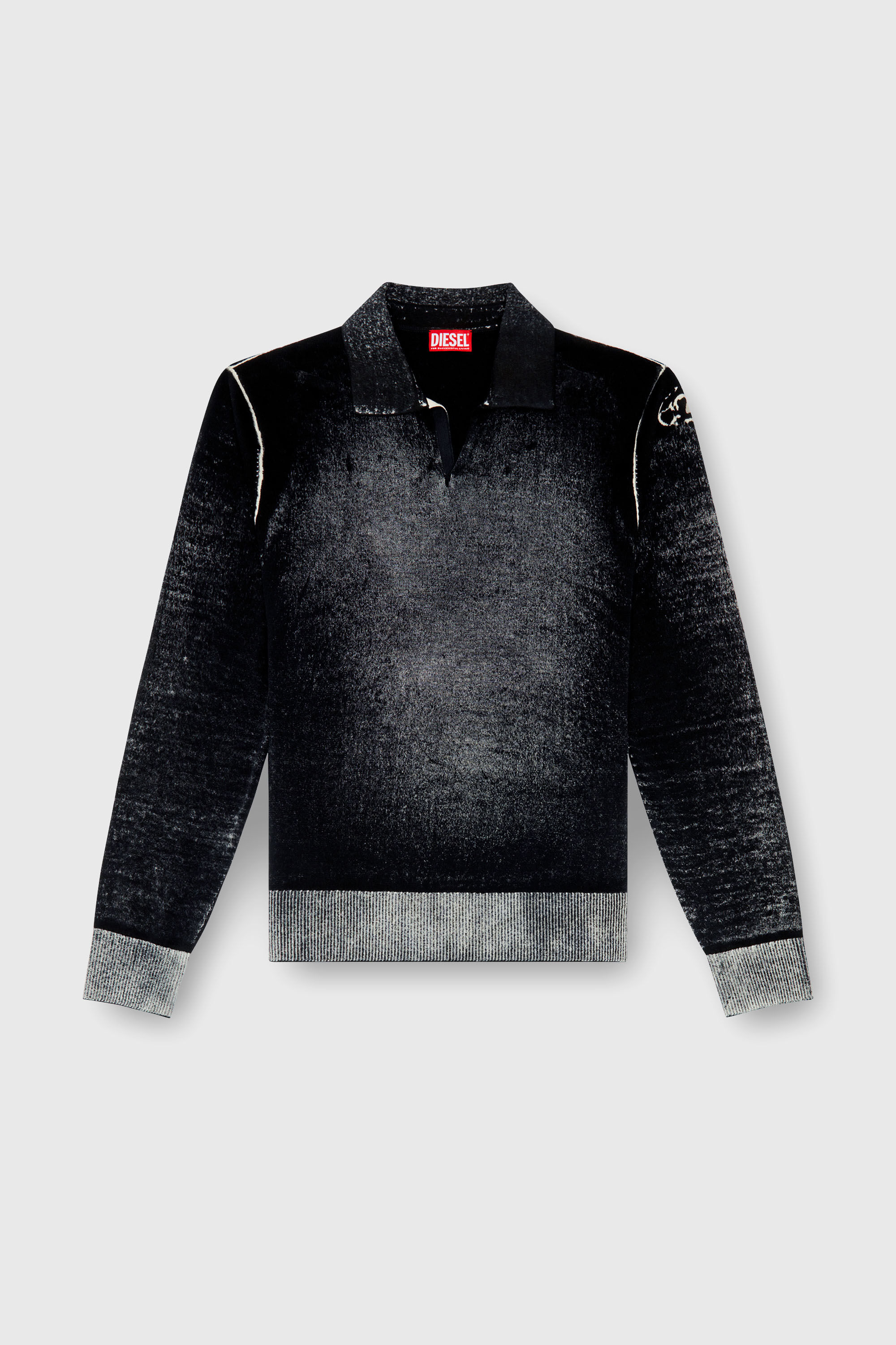 Diesel - K-LORENZO, Pull polo avec imprim&eacute; invers&eacute; Homme in Noir - 2