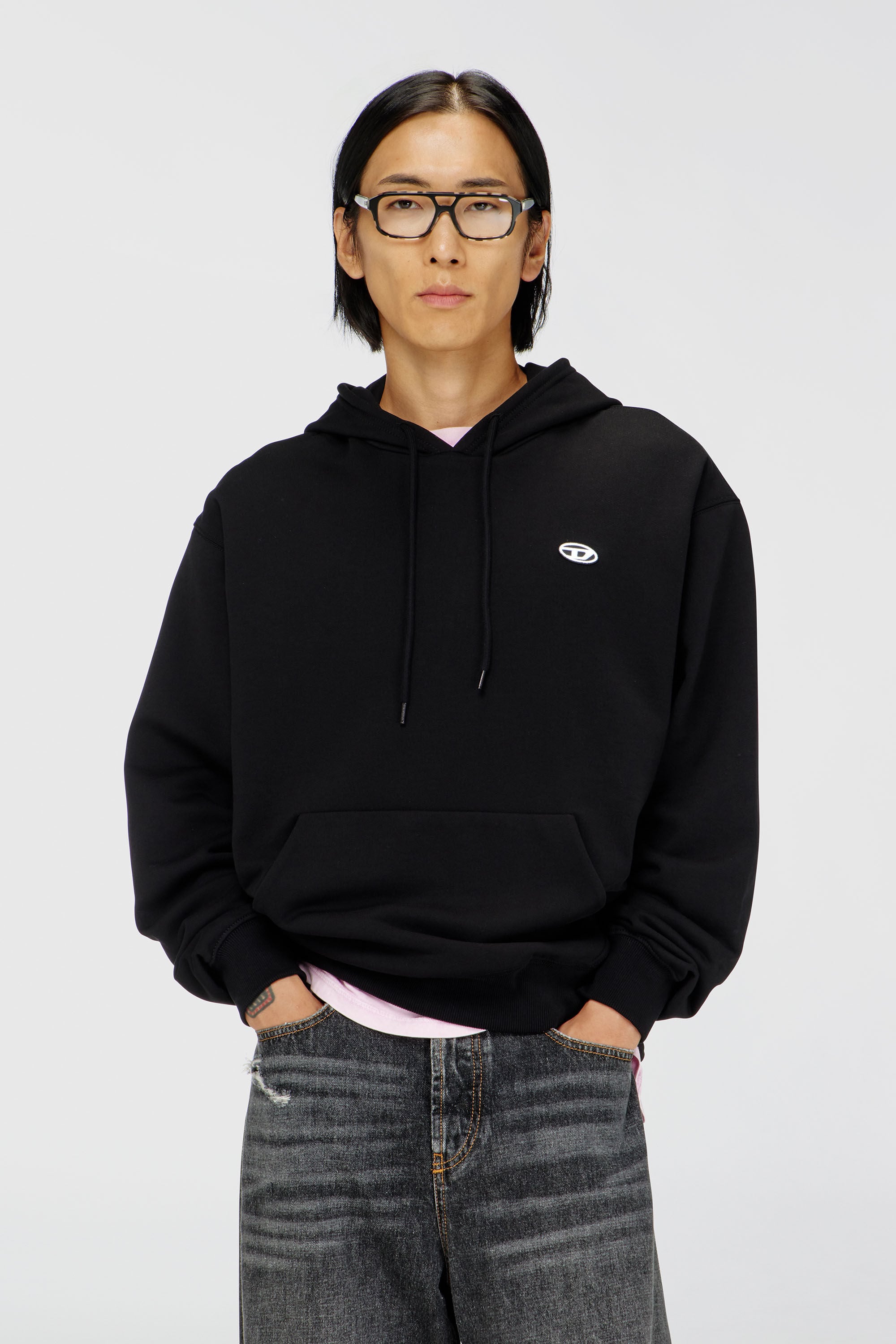 Diesel - S-LUK-H-MOON-T92, Sweat &agrave; capuche avec logo Oval D Homme in Noir - 3