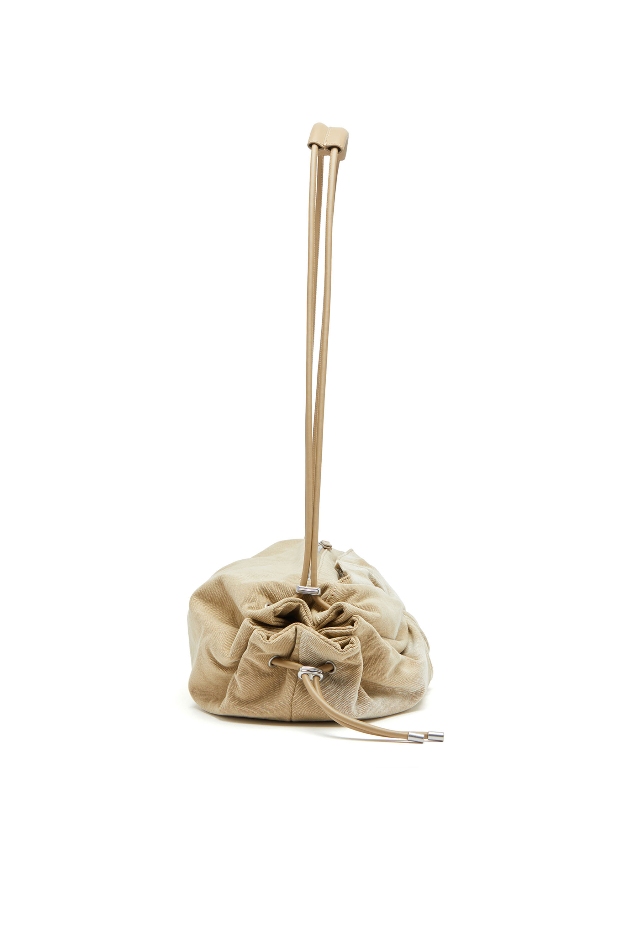 Diesel - SCRUNCH-D CROSSBODY L, Scrunch-D L-Sac polochon froissé en toile traitée Femme in Beige - 4