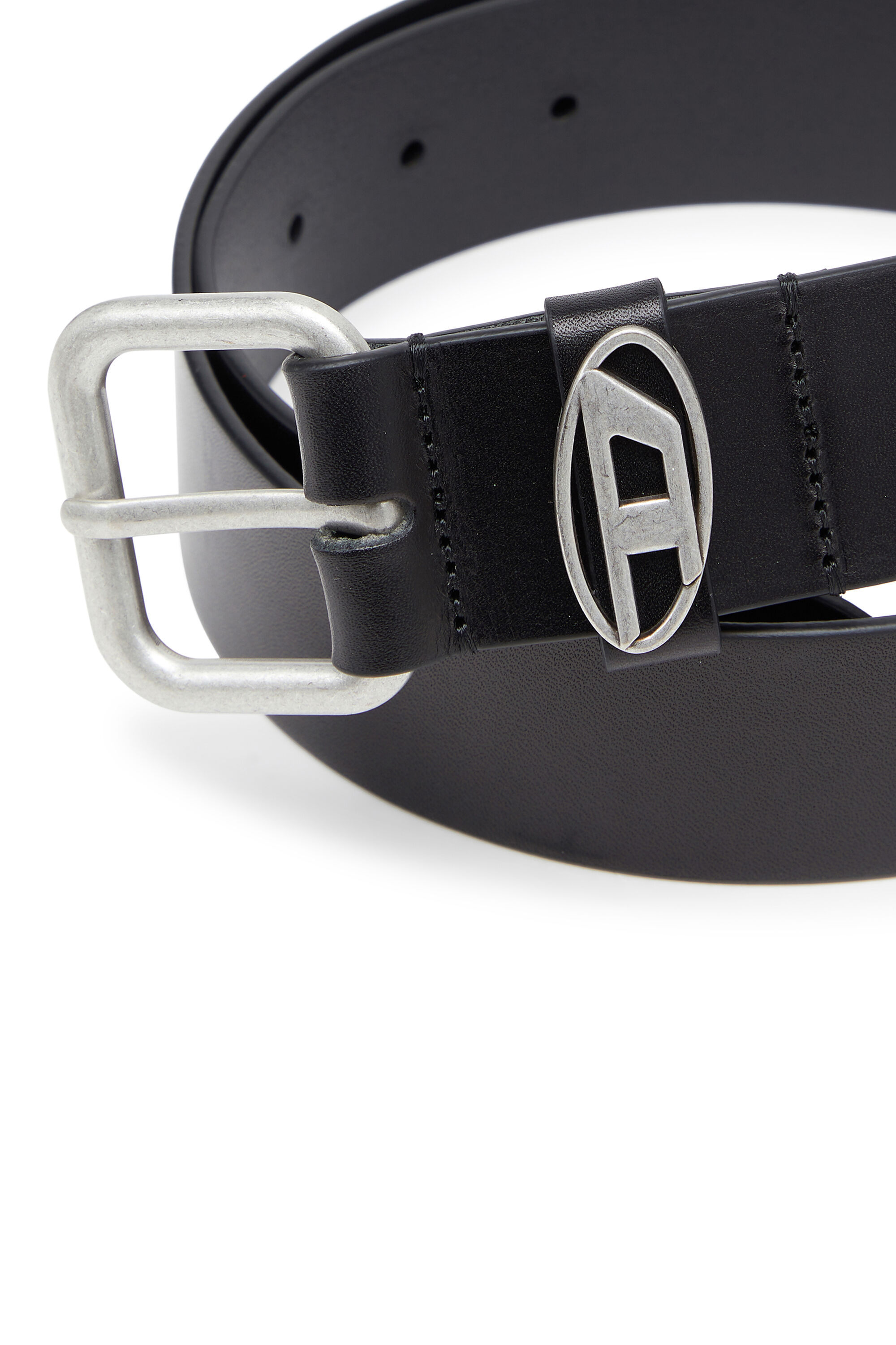 Diesel - B-1DR OVAL D LOOP, 4 cm ceinture en cuir mat avec boucle m&eacute;tallique Mixte in Noir - 3
