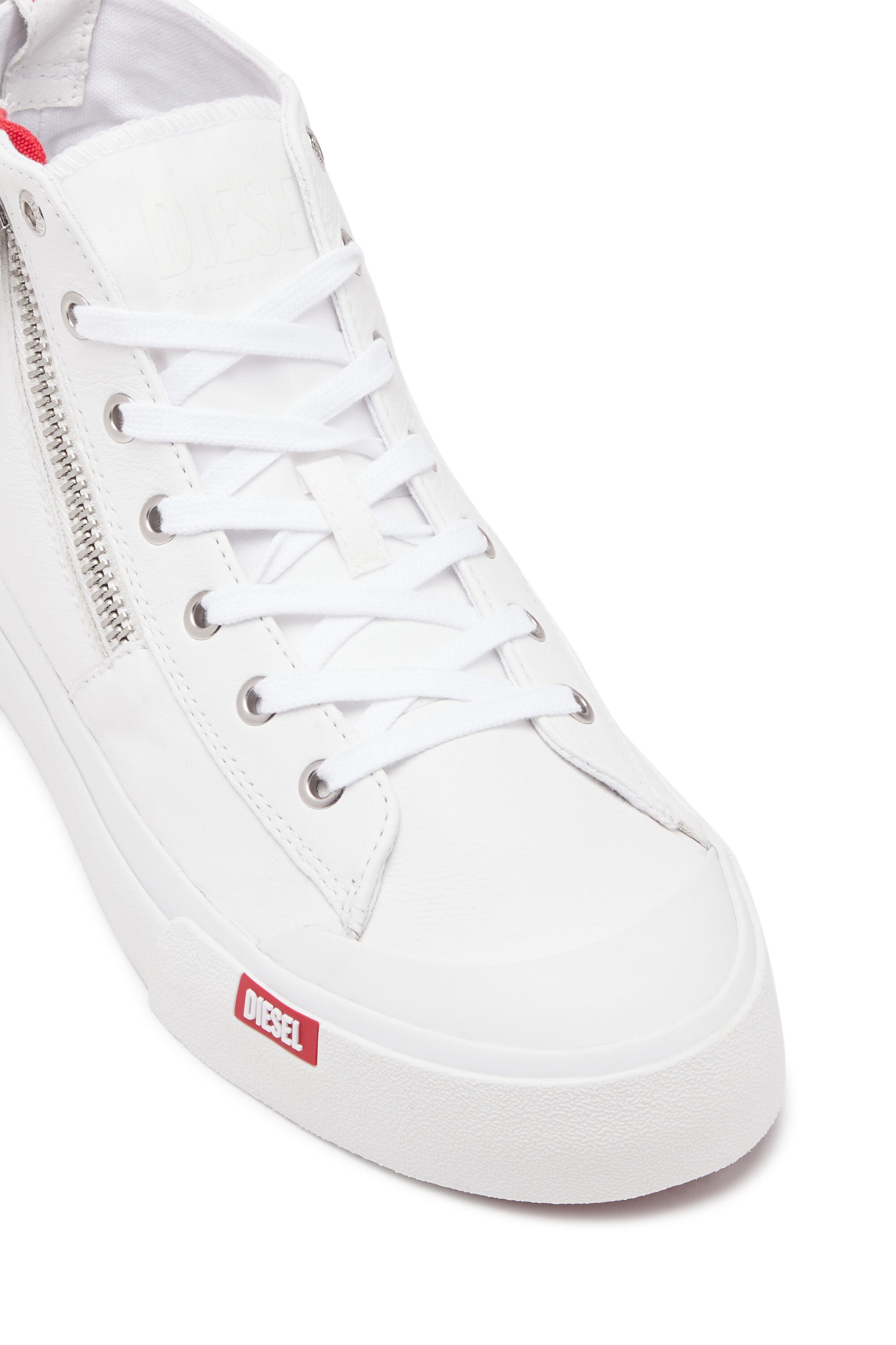 S Athos Zip Sneakers montantes en cuir premium Homme Blanc Diesel