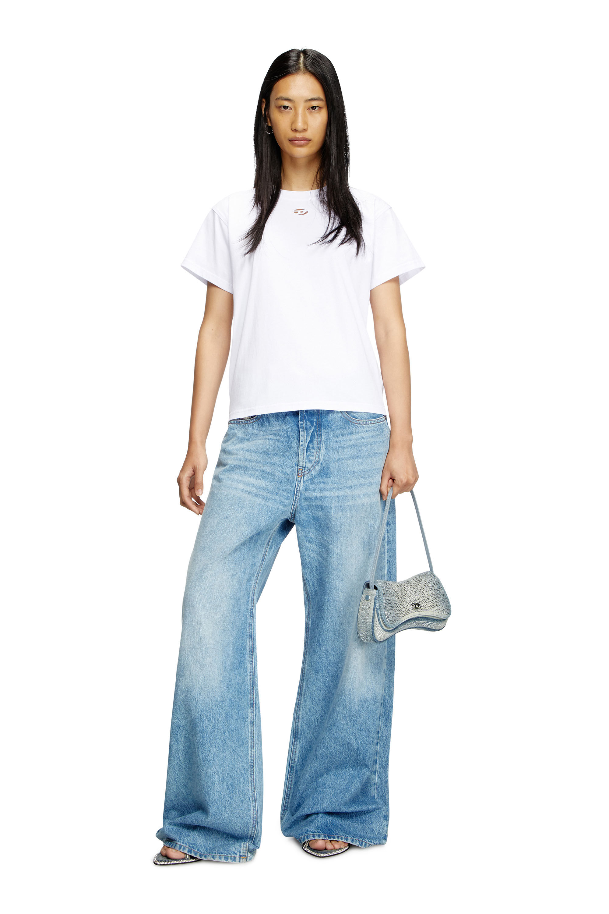 Diesel - T-MAREY, T-shirt avec petit Oval D Femme in Blanc - 1