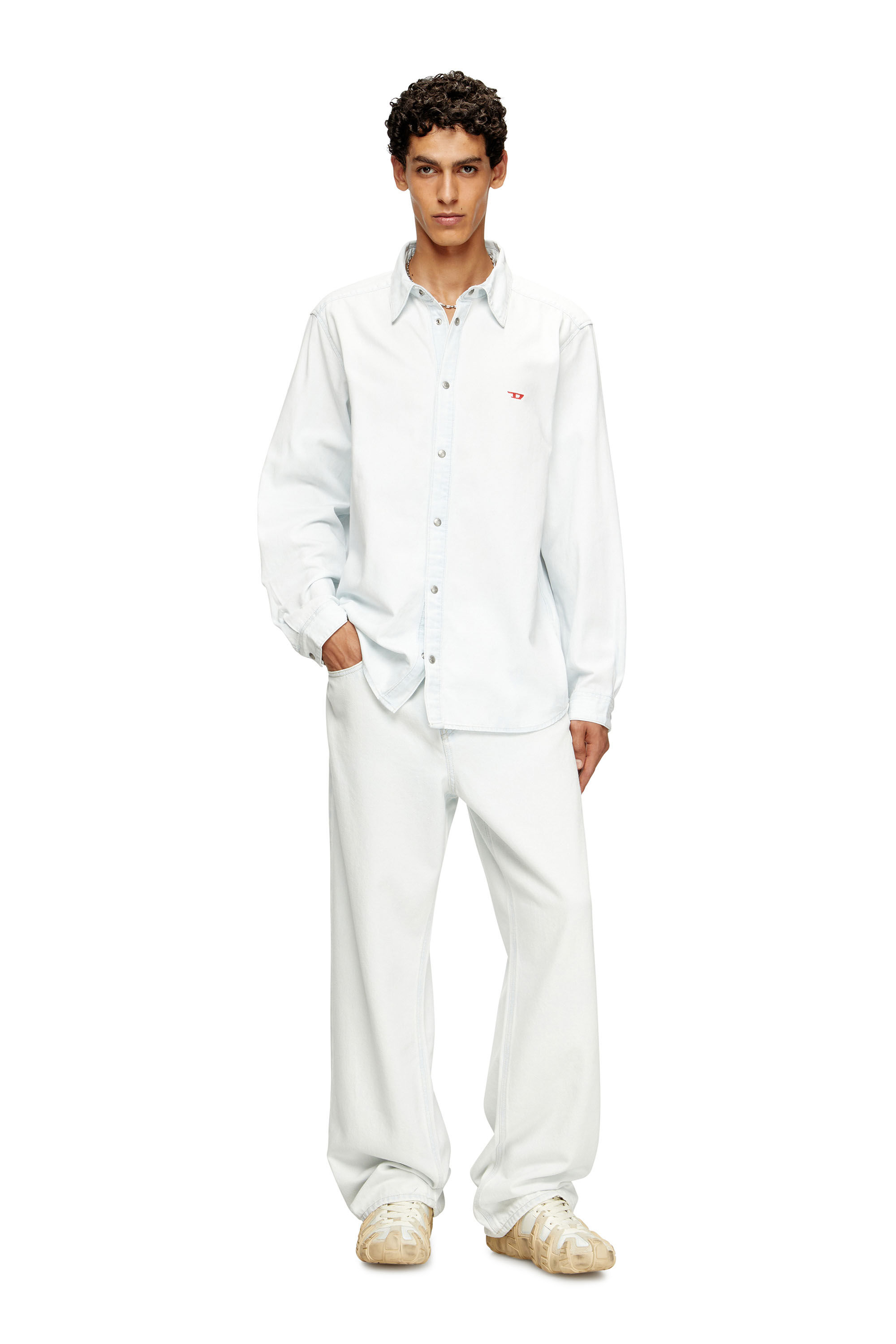 Diesel - D-SIMPLY, Chemise en denim effet blanchi Homme in Bleu - 1