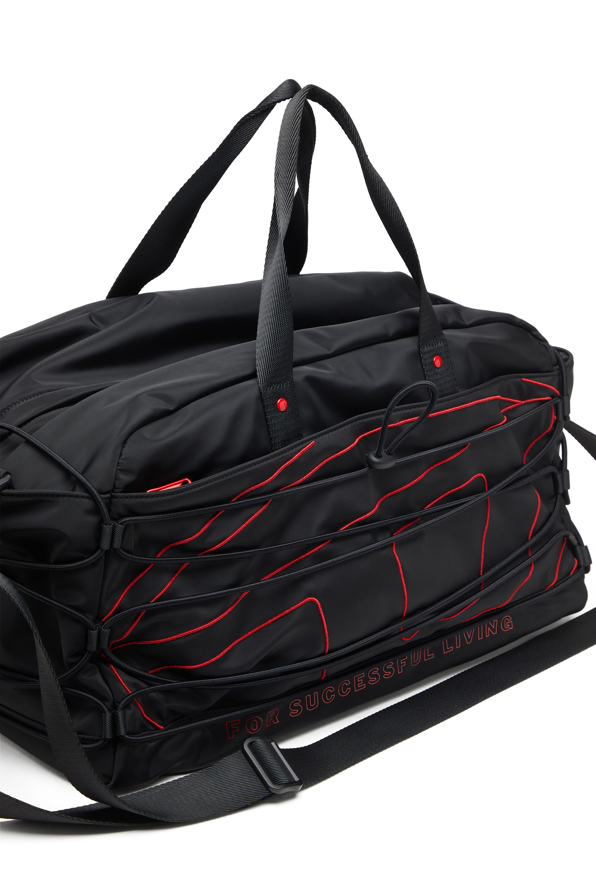 Diesel - TECH-D DUFFLE X, Tech-D-Sac polochon en nylon avec broderie Oval D Mixte in Noir - 5