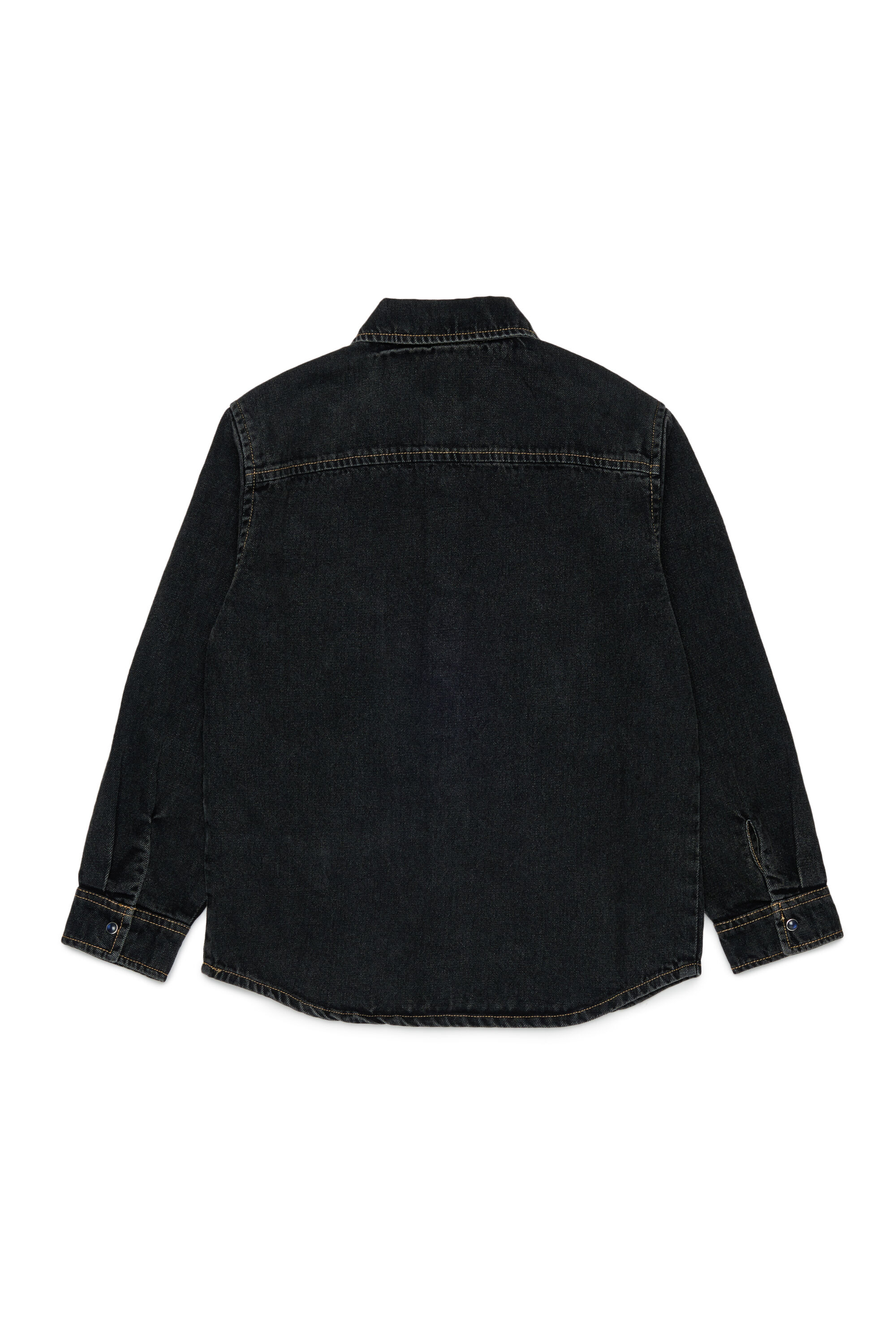 Diesel - CSIMPLY-OVER, Man's Denim shirt with D logo embroidery in Black/Dark grey - 2