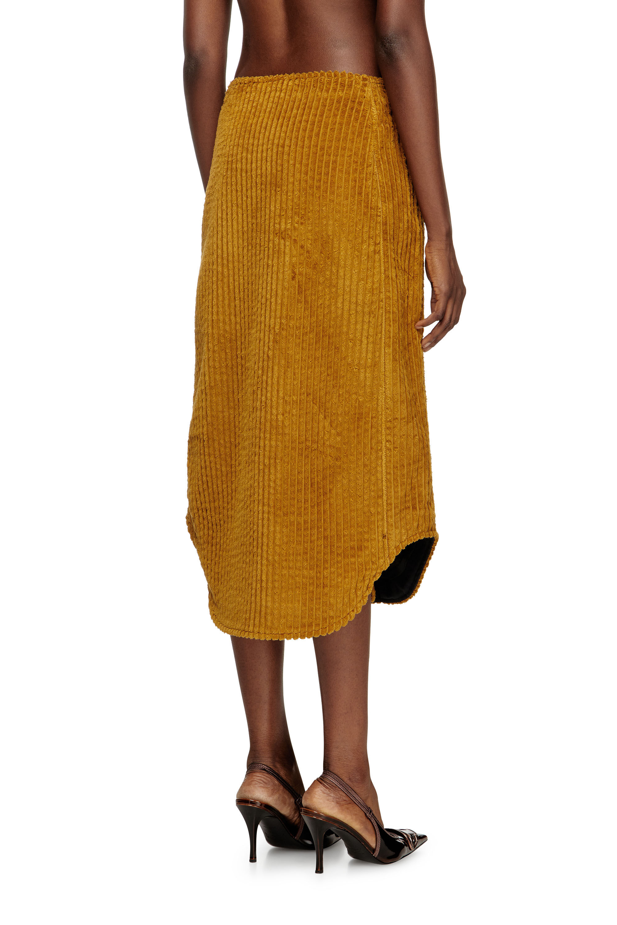Diesel - O-LLIPOP, Jupe midi en coton avec zip Femme in Marron - 4