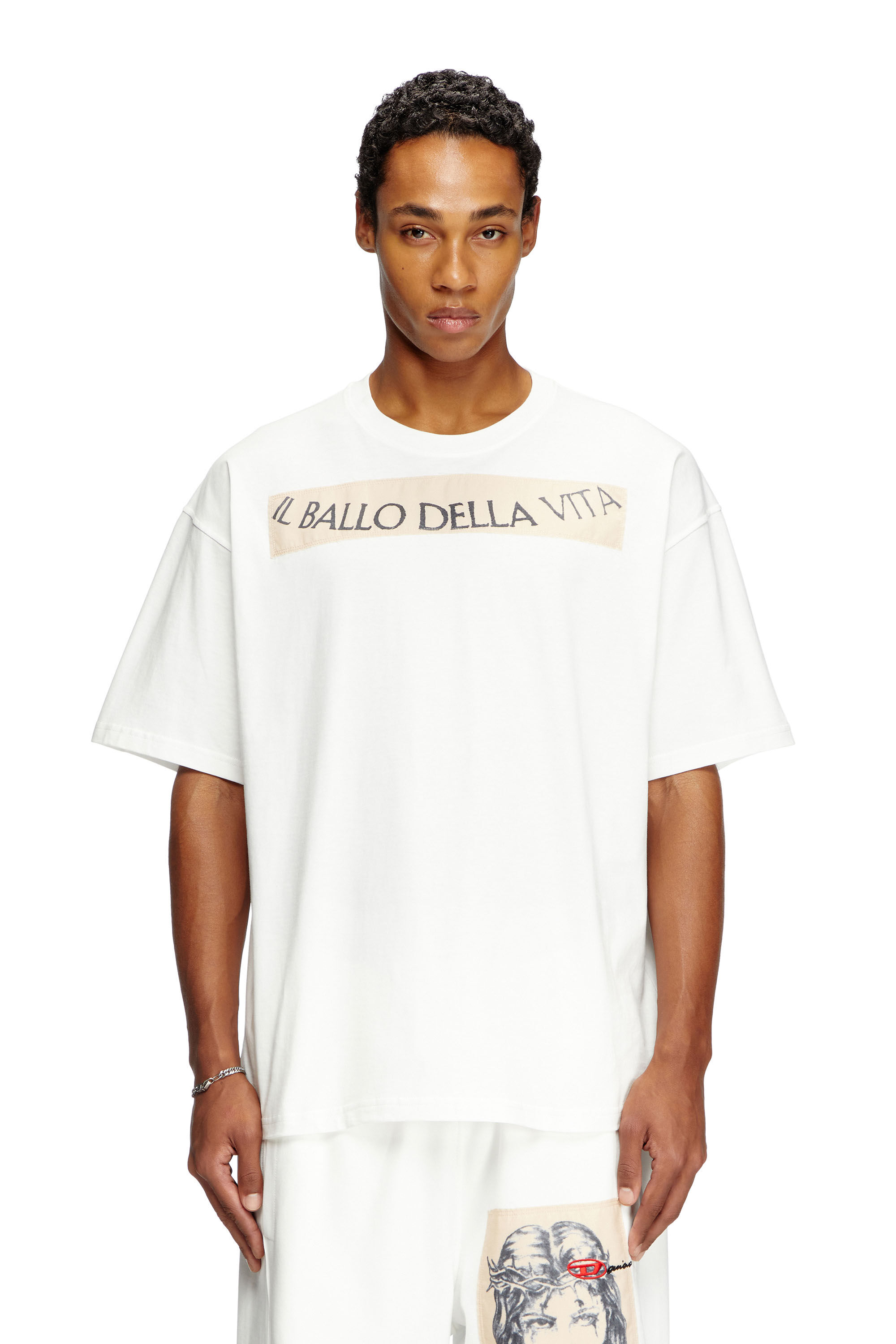 Diesel - T-BOXT-BALLO-DD, T-shirt avec empiècements tatouage Mixte in Blanc - 3
