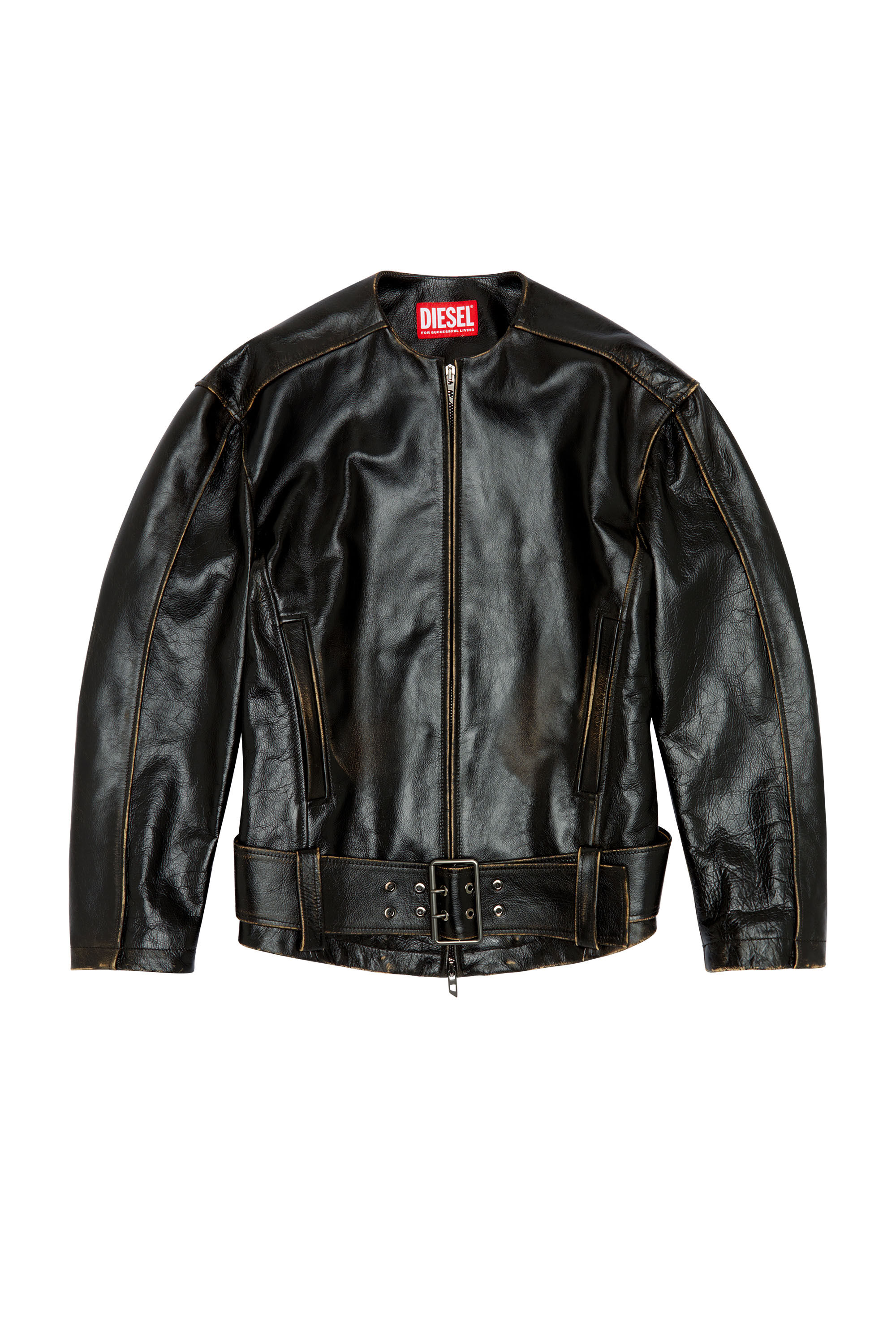 Veste biker oversize en cuir bross Femme L MARGY Diesel
