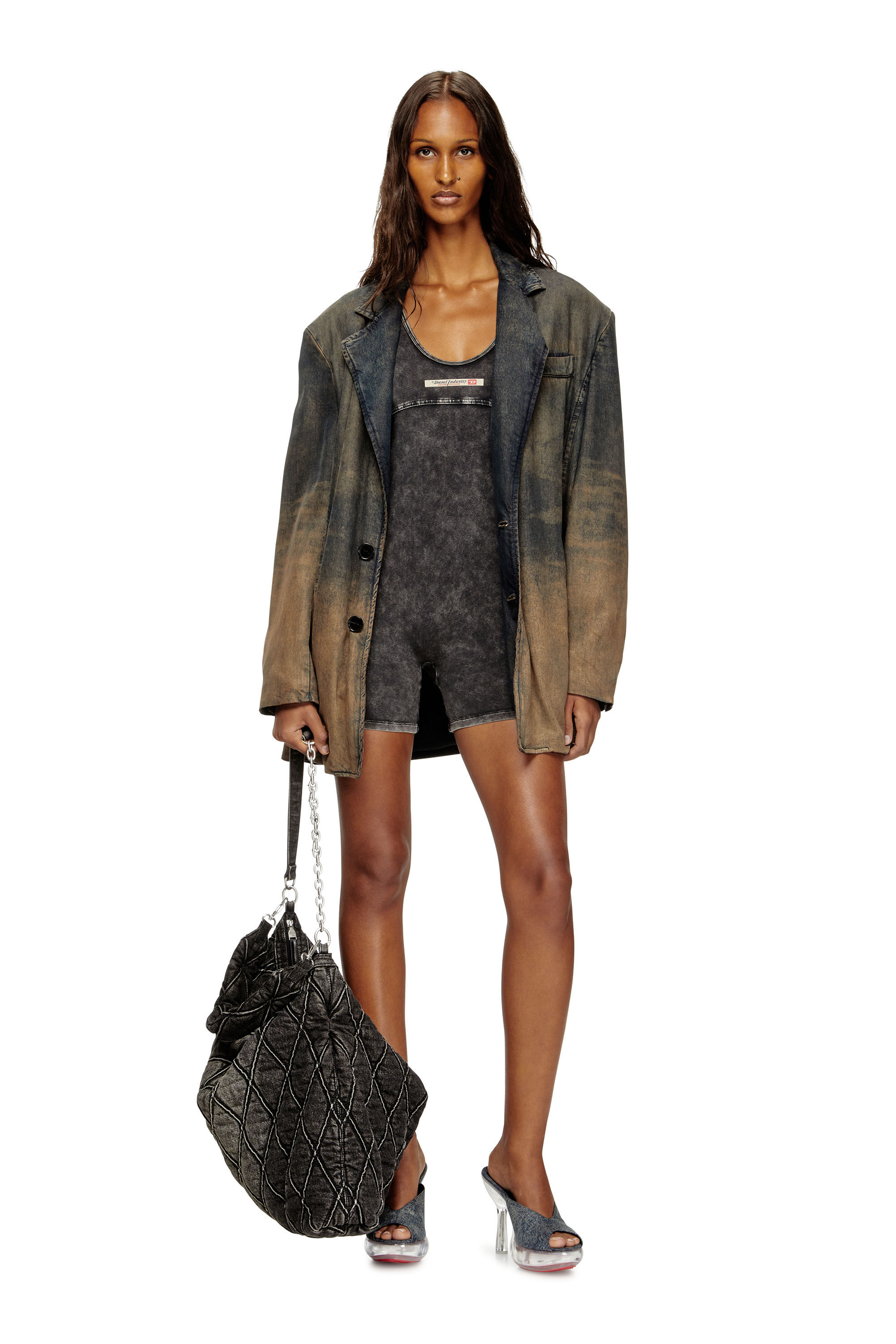 Diesel - KARIM-DNM, Combinaison en jersey effet denim Femme in Noir - 5