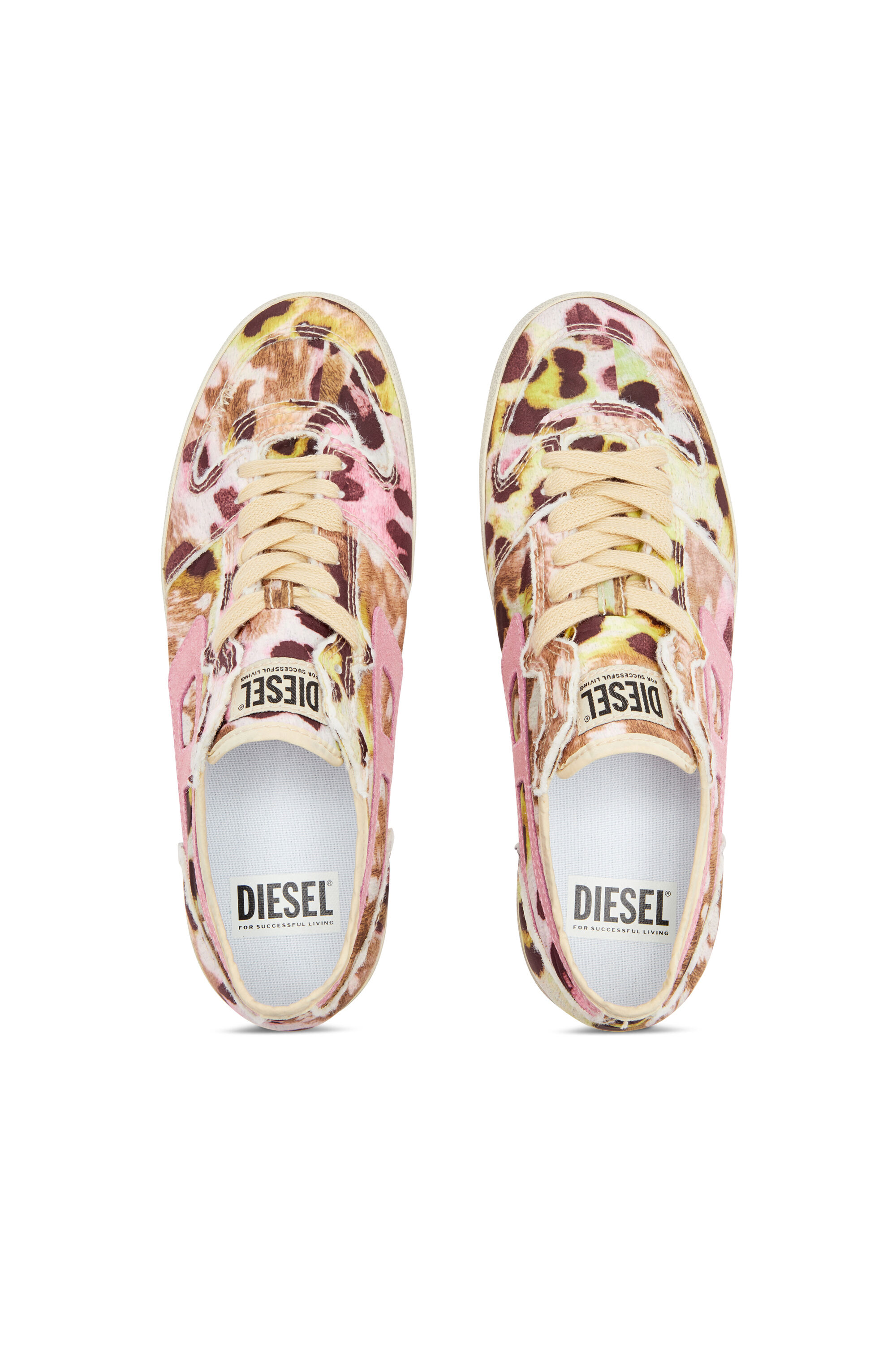 Diesel - S-LEROJI D-1 LOW W, Woman's S-Leroji D-Distressed sneakers in printed nylon in Multicolor - 4