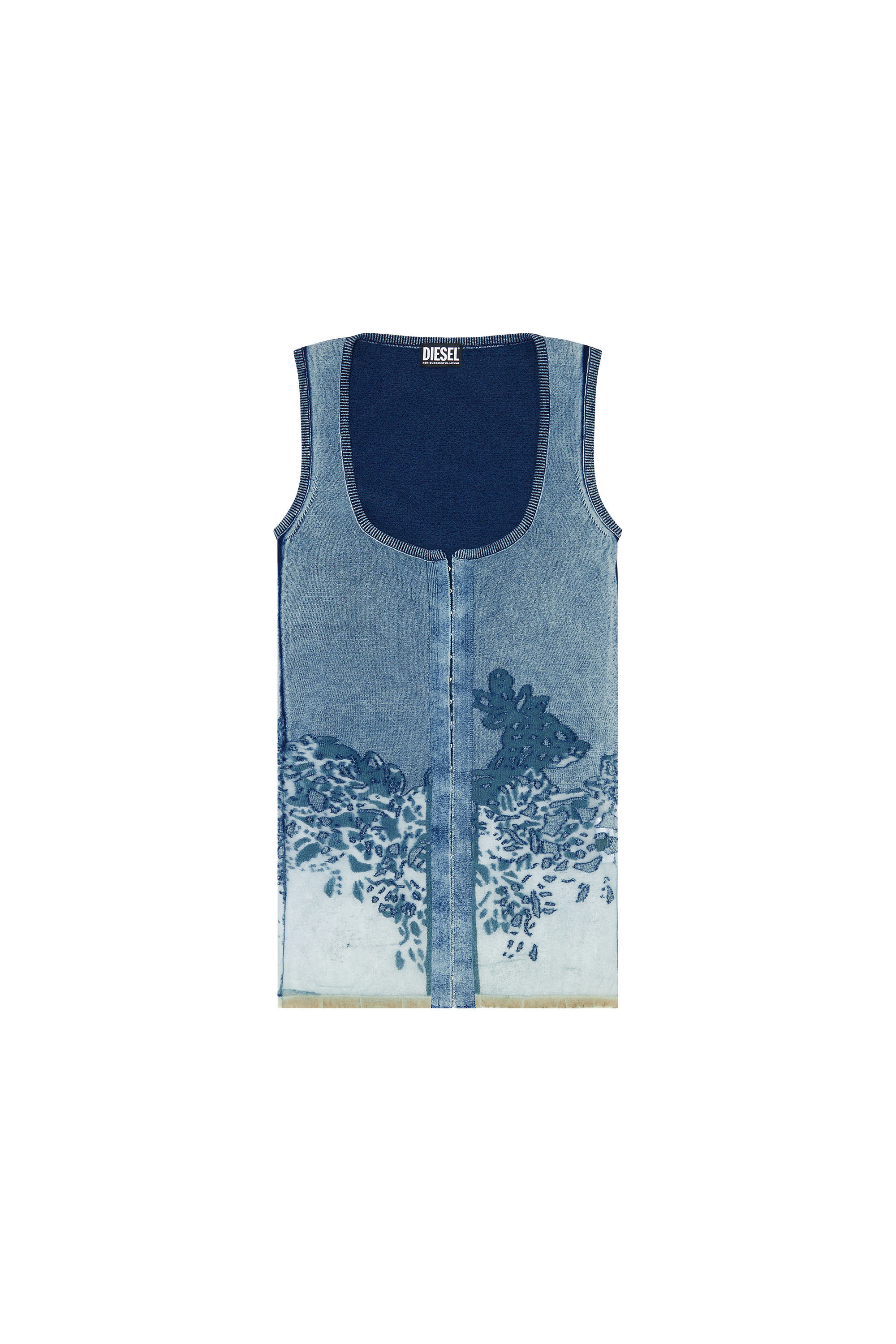 Diesel - M-ANDIA, Cardigan sans manches avec motif dévoré Femme in Bleu - 2