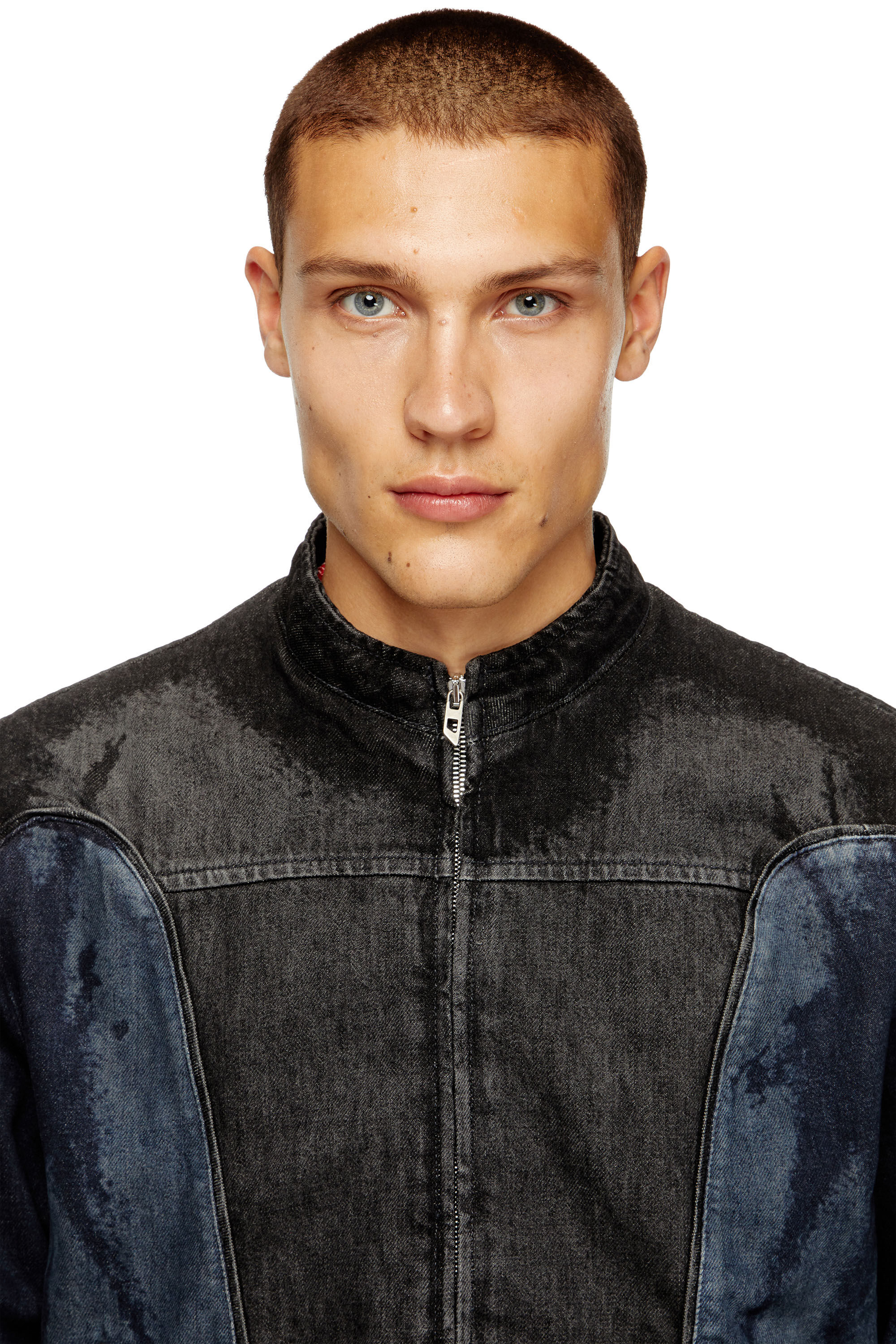 Diesel - D-BLENK-S, Veste style motard en denim bicolore Homme in Polychrome - 5