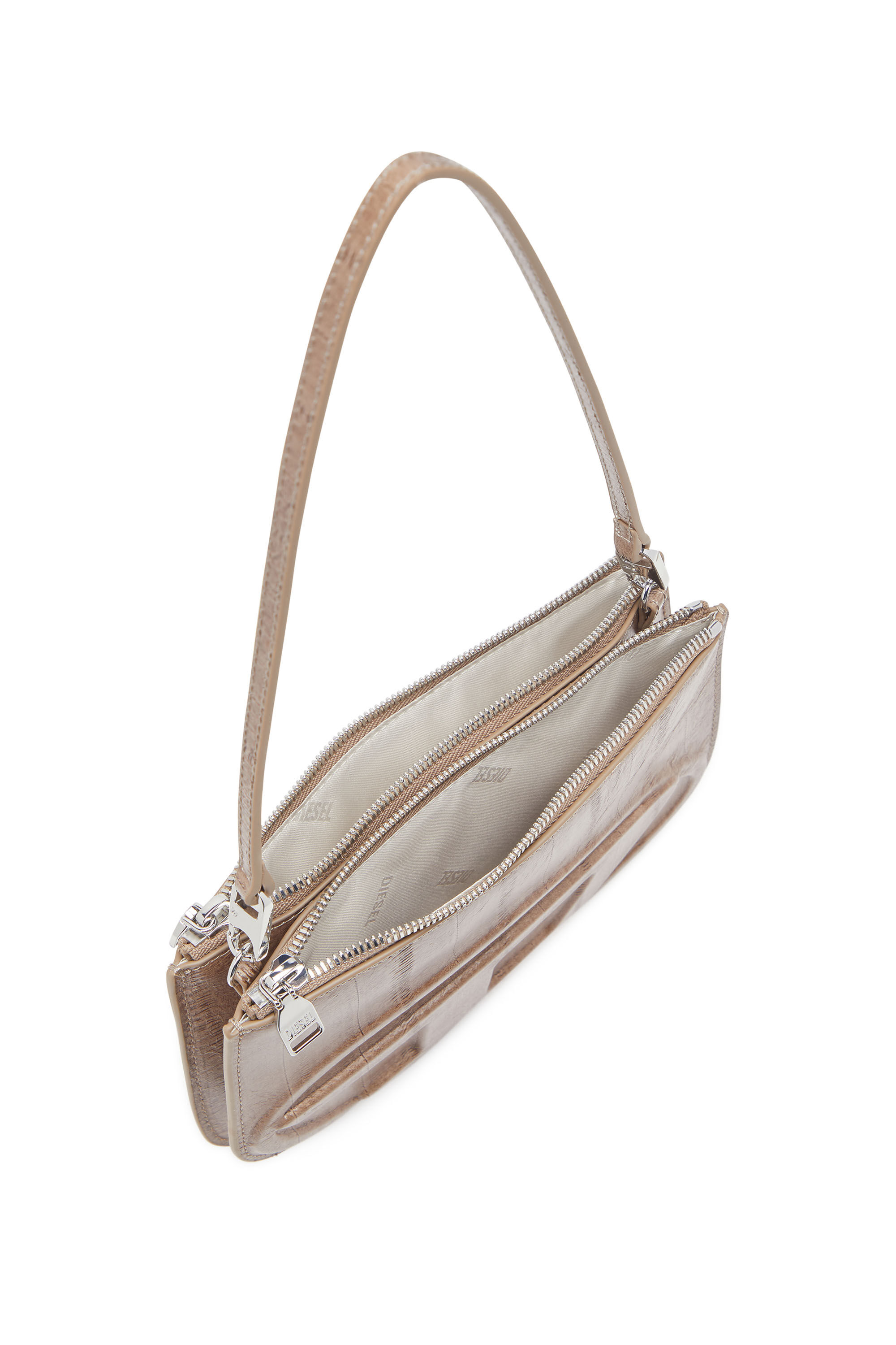 Diesel - 1DR TWIN, 1DR Twin-Sac épaule à deux pochettes en cuir imprimé Femme in Marron - 5
