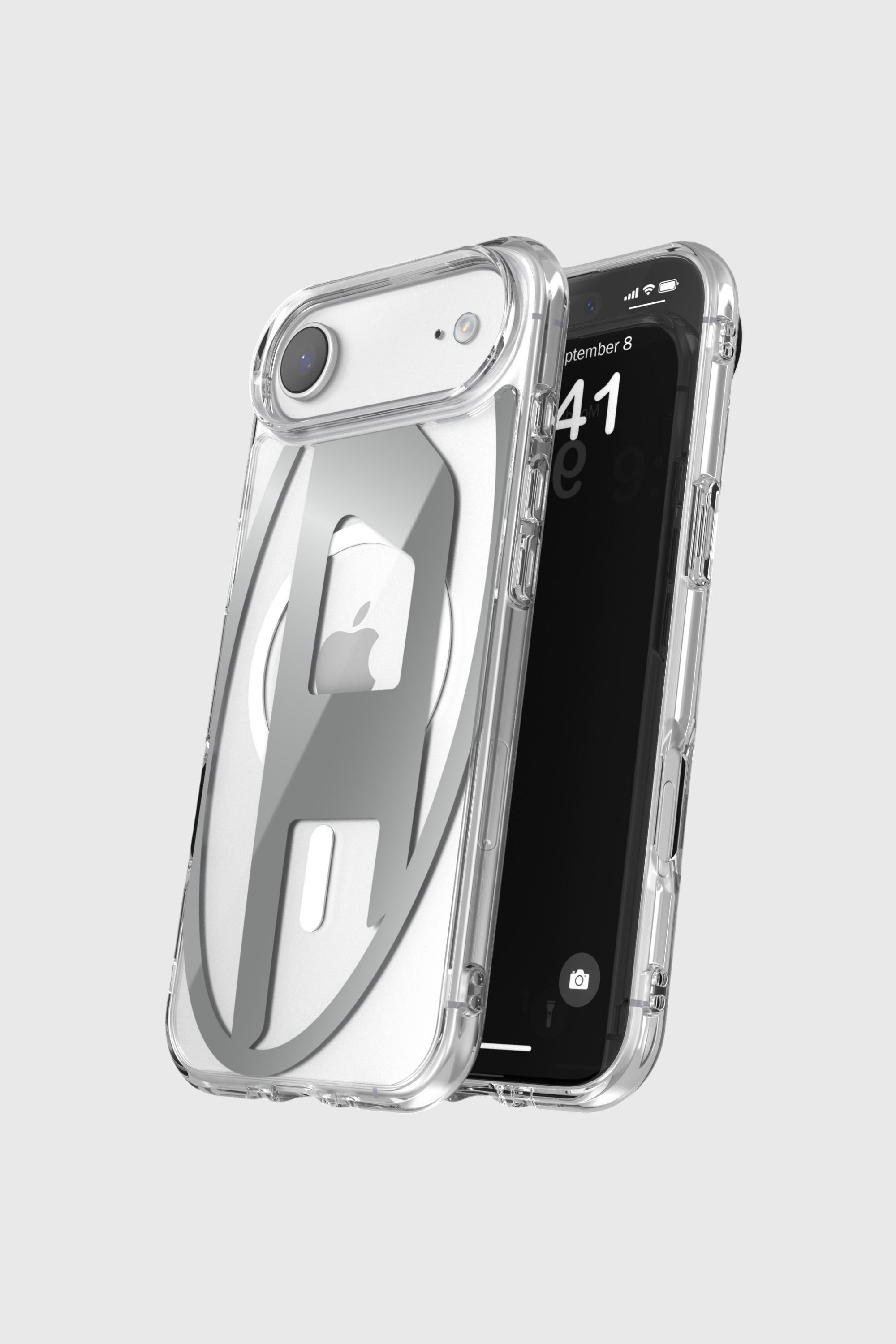 Diesel - 60412 AOP CASE, &Eacute;tui m&eacute;tallique Oval D avec Magsafe pour iPhone 17 Air Mixte in Gris - 4