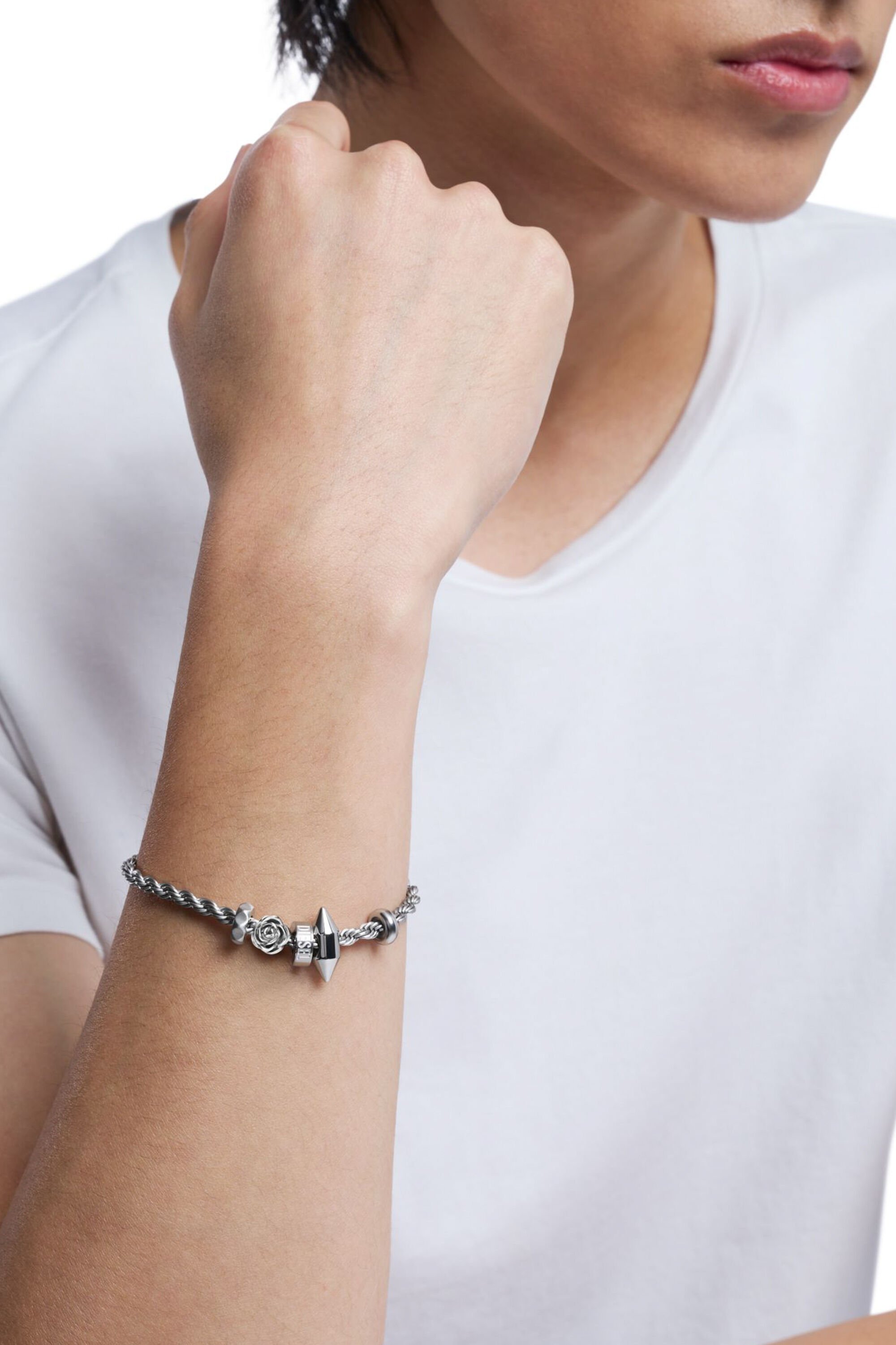 Diesel - DX1622040 JEWELLERY, Bracelet à breloques en acier inoxydable Mixte in Gris argenté - 5
