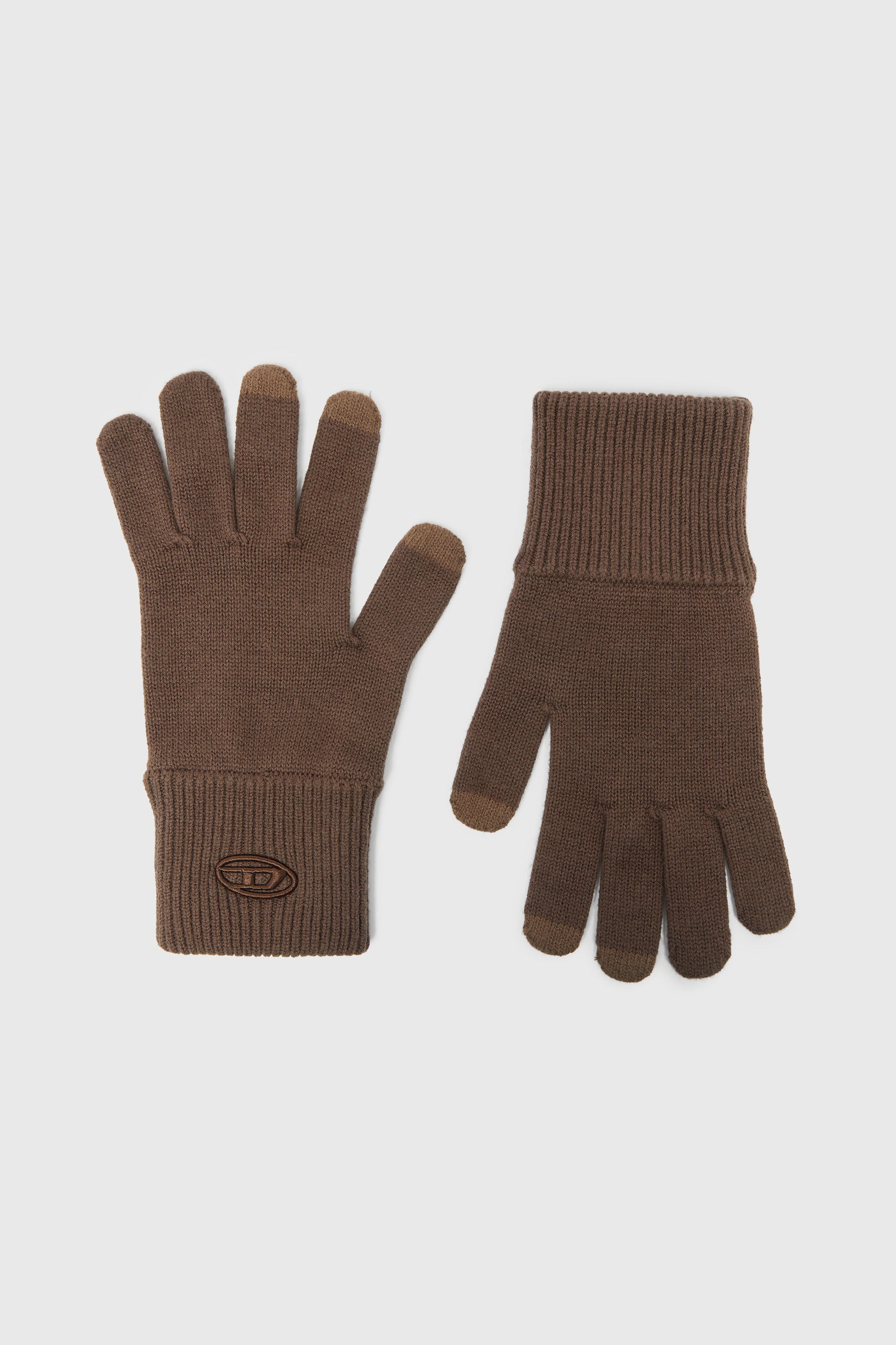 Diesel - K-CODY-A, Gants en m&eacute;lange de laine avec logo brod&eacute; Mixte in Marron - 1