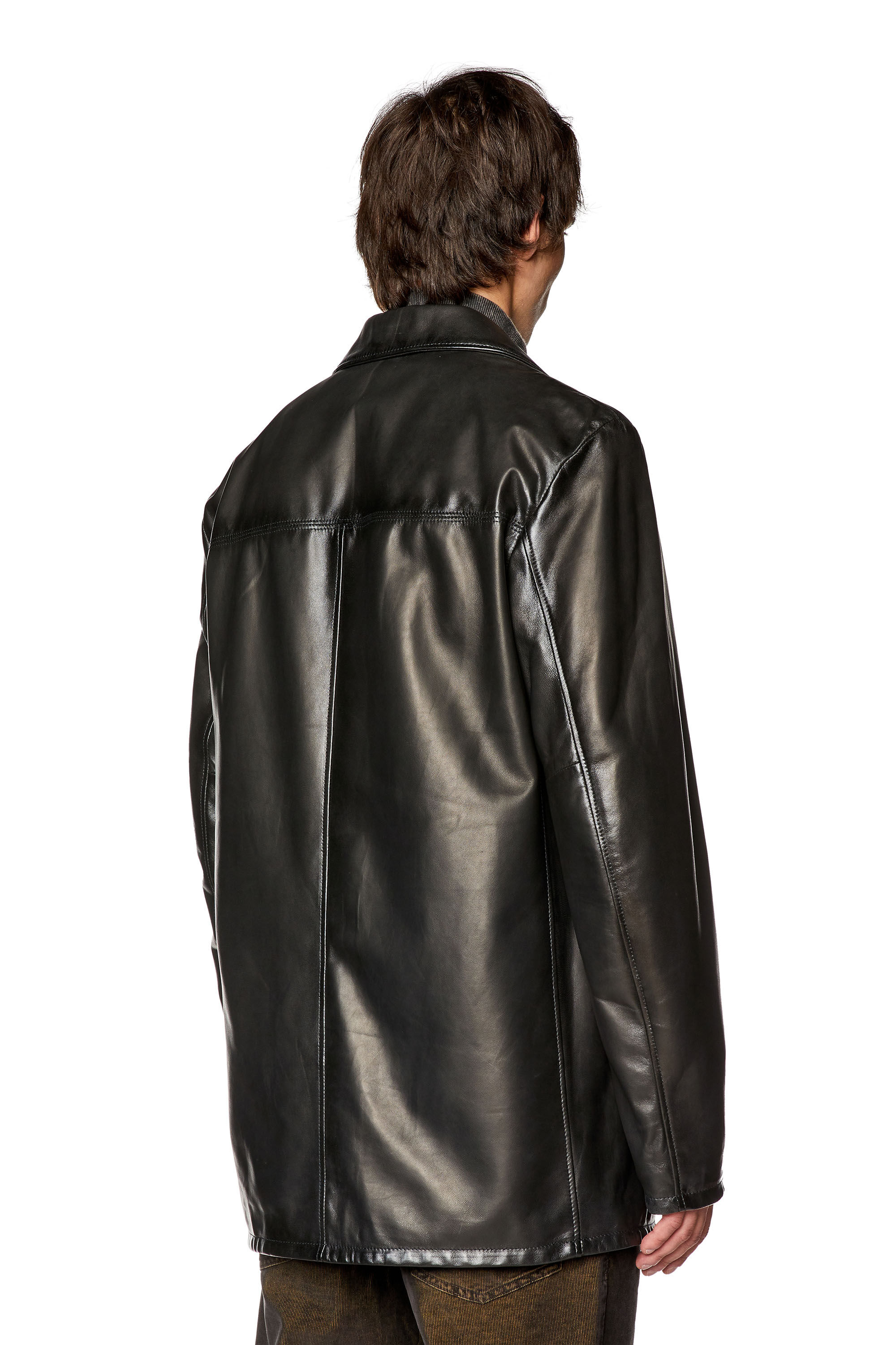 Diesel - L-NICO, Veste en cuir avec coutures pulvérisées Homme in Noir - 4