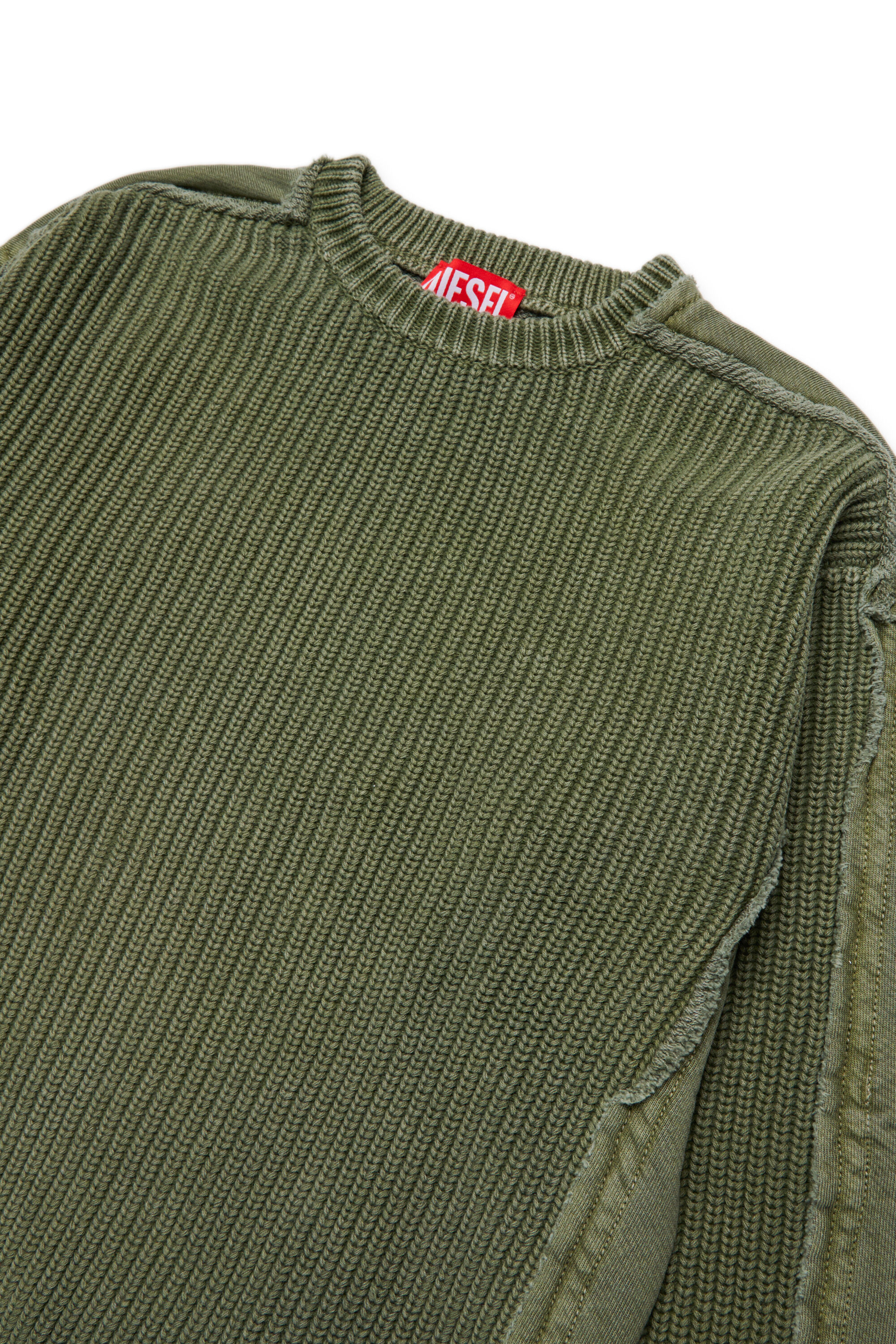 Diesel - KOBERTOROUND OVER, Pull col rond en coton avec logo Homme in Vert - 3