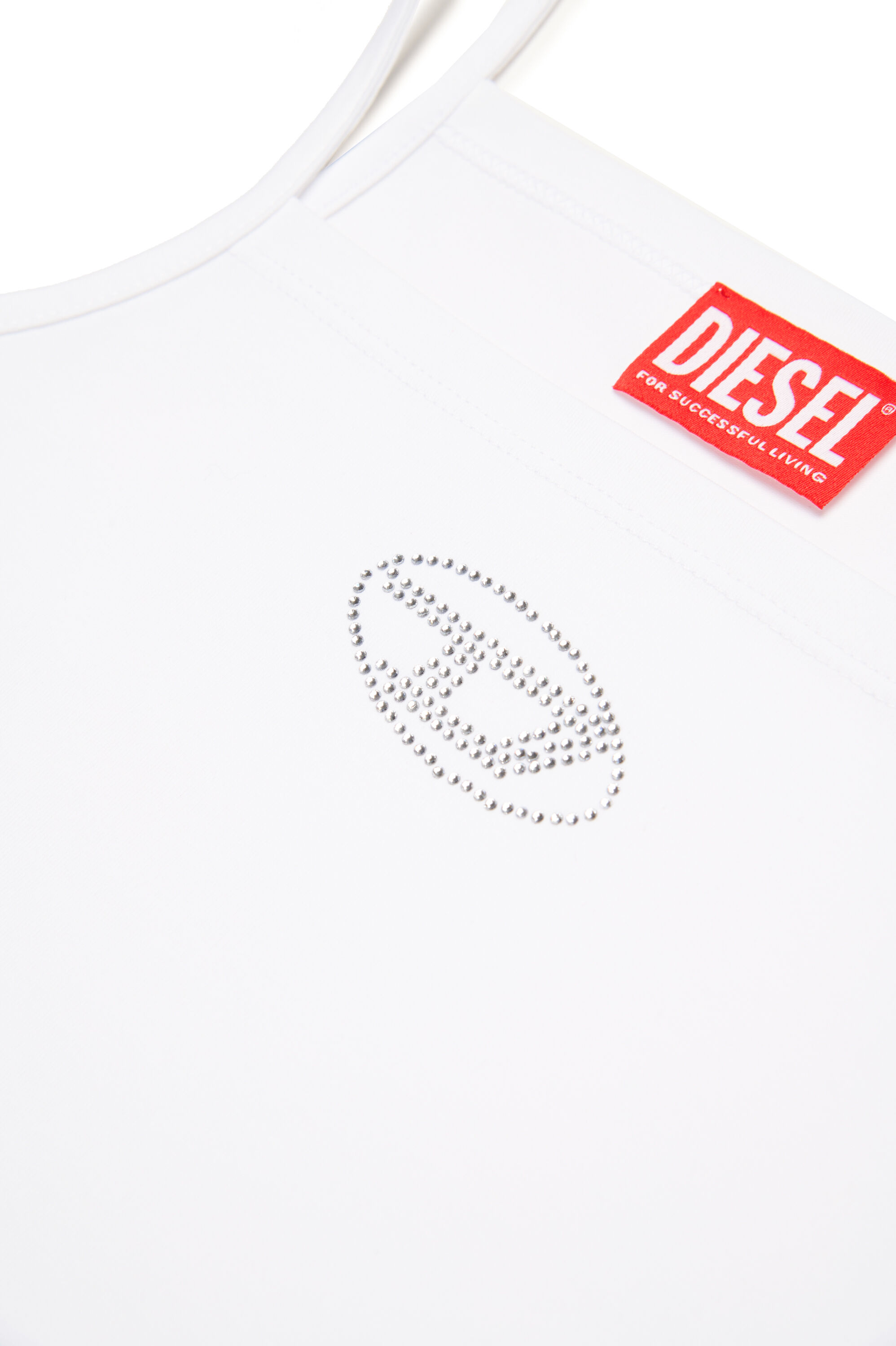 Diesel - TRIND, Caraco avec logo Oval D en cristal Femme in Blanc - 4