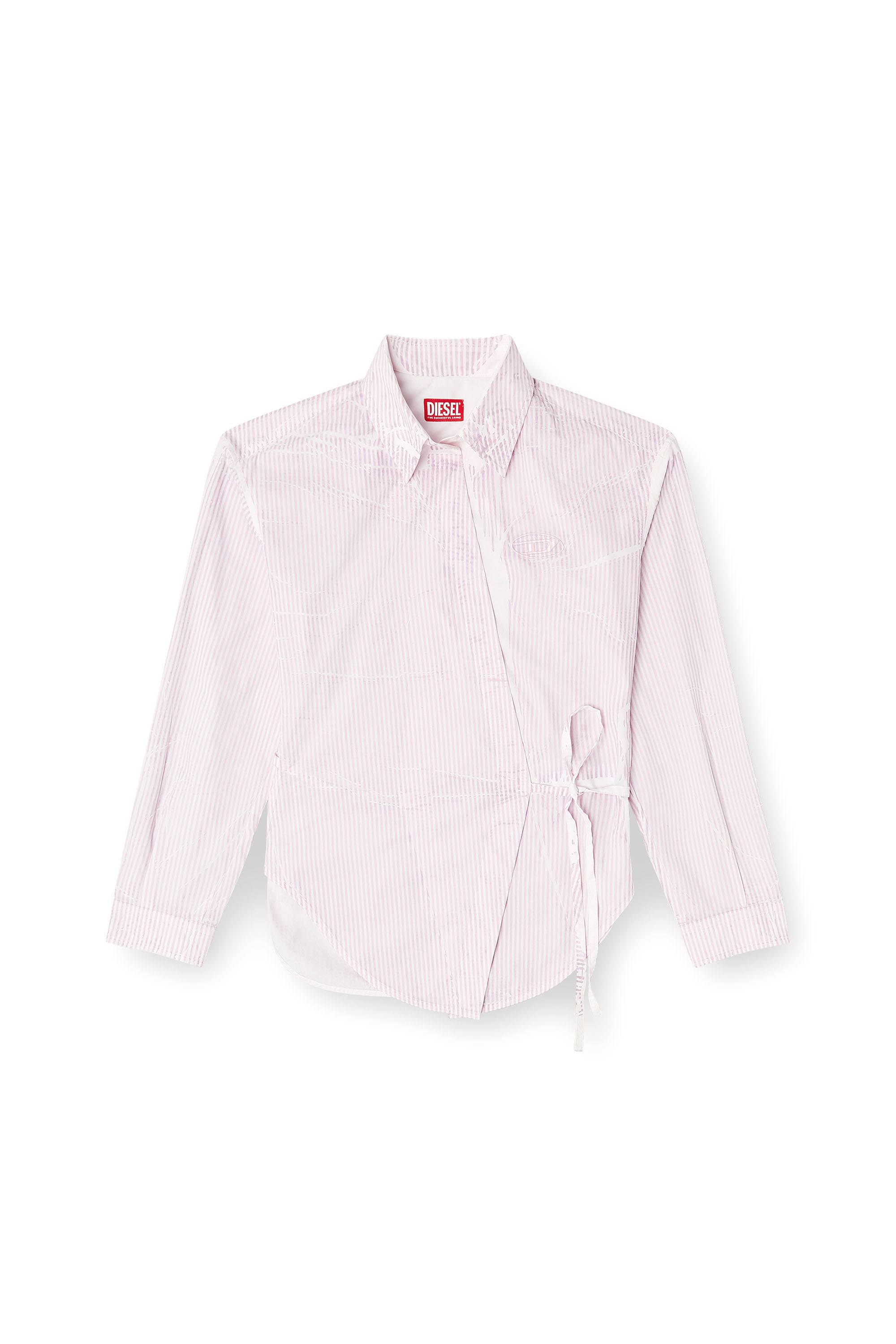 Diesel - C-DELPHOS-S2, Chemise portefeuille en popeline &agrave; rayures fines Femme in Rose - 2