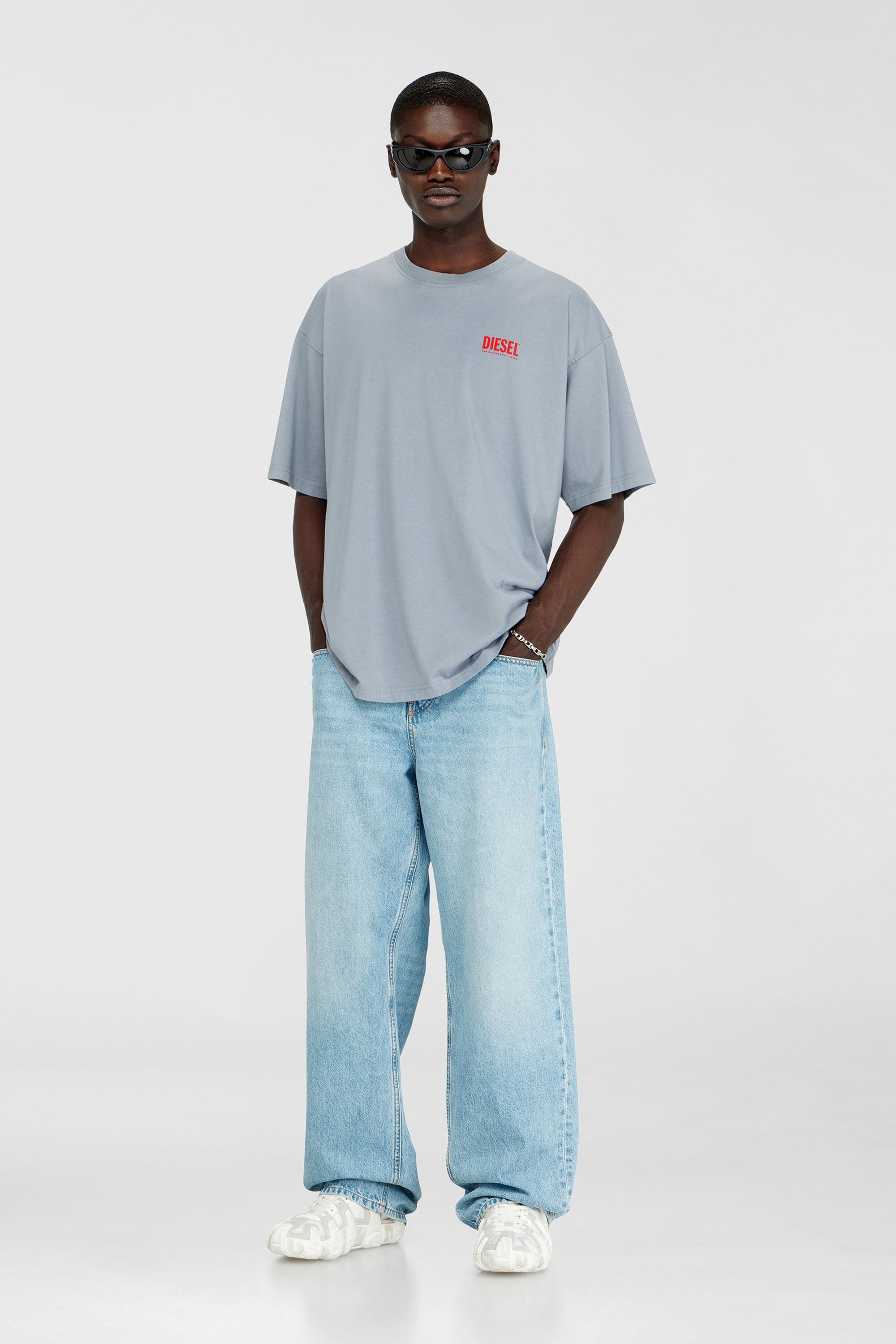 Diesel - T-BOXT-BISK, T-shirt en coton avec imprim&eacute; Diesel Biscotto Homme in Gris - 1