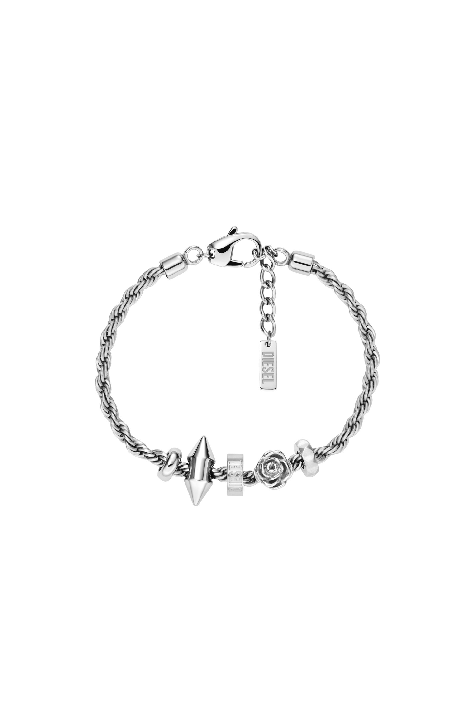 Diesel - DX1622040 JEWELLERY, Bracelet à breloques en acier inoxydable Mixte in Gris argenté - 1