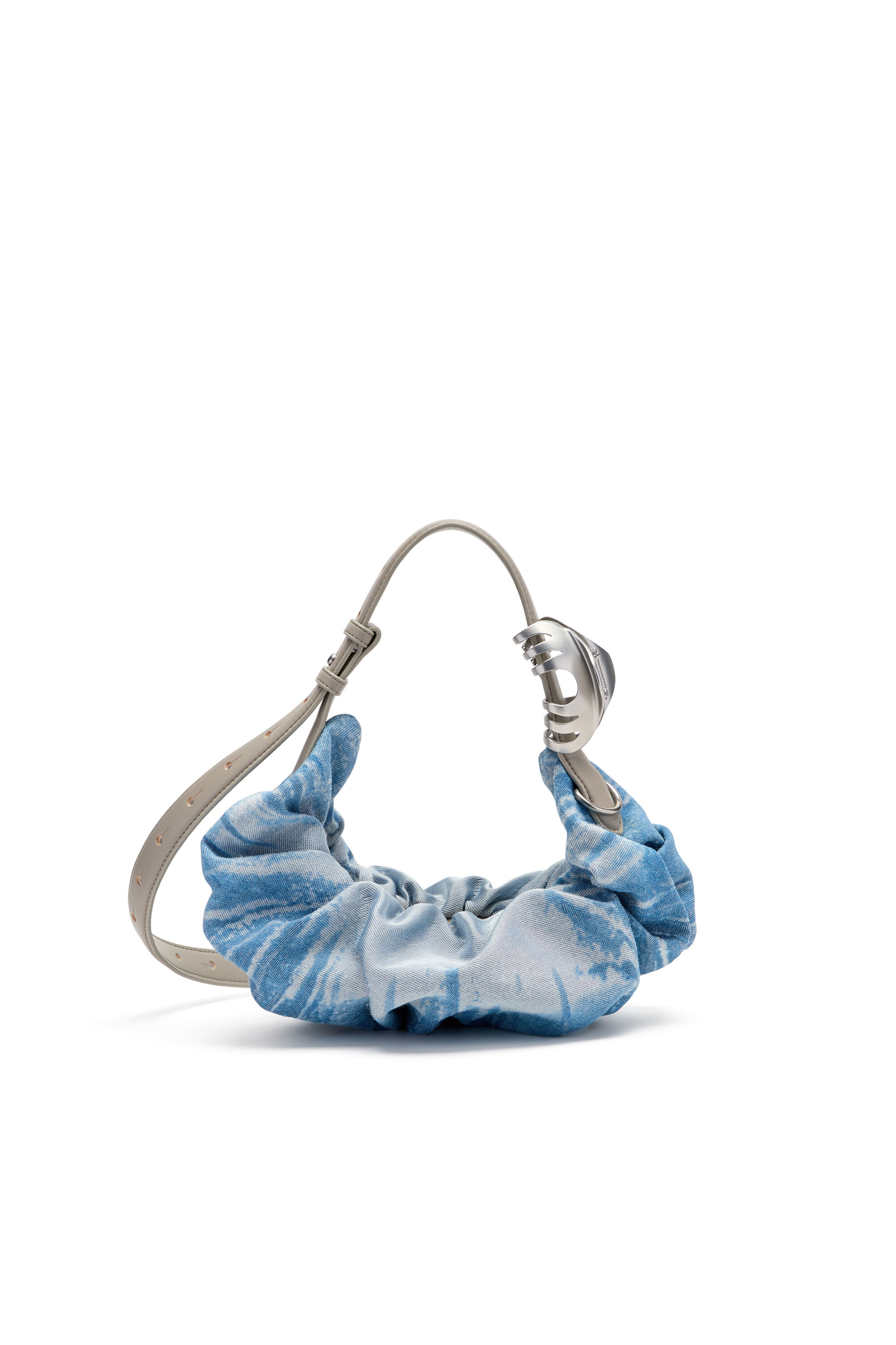 Diesel - GRAB-D HOBO S, Grab-D-Petiti sac hobo froiss&eacute; en satin denim Femme in Bleu - 3