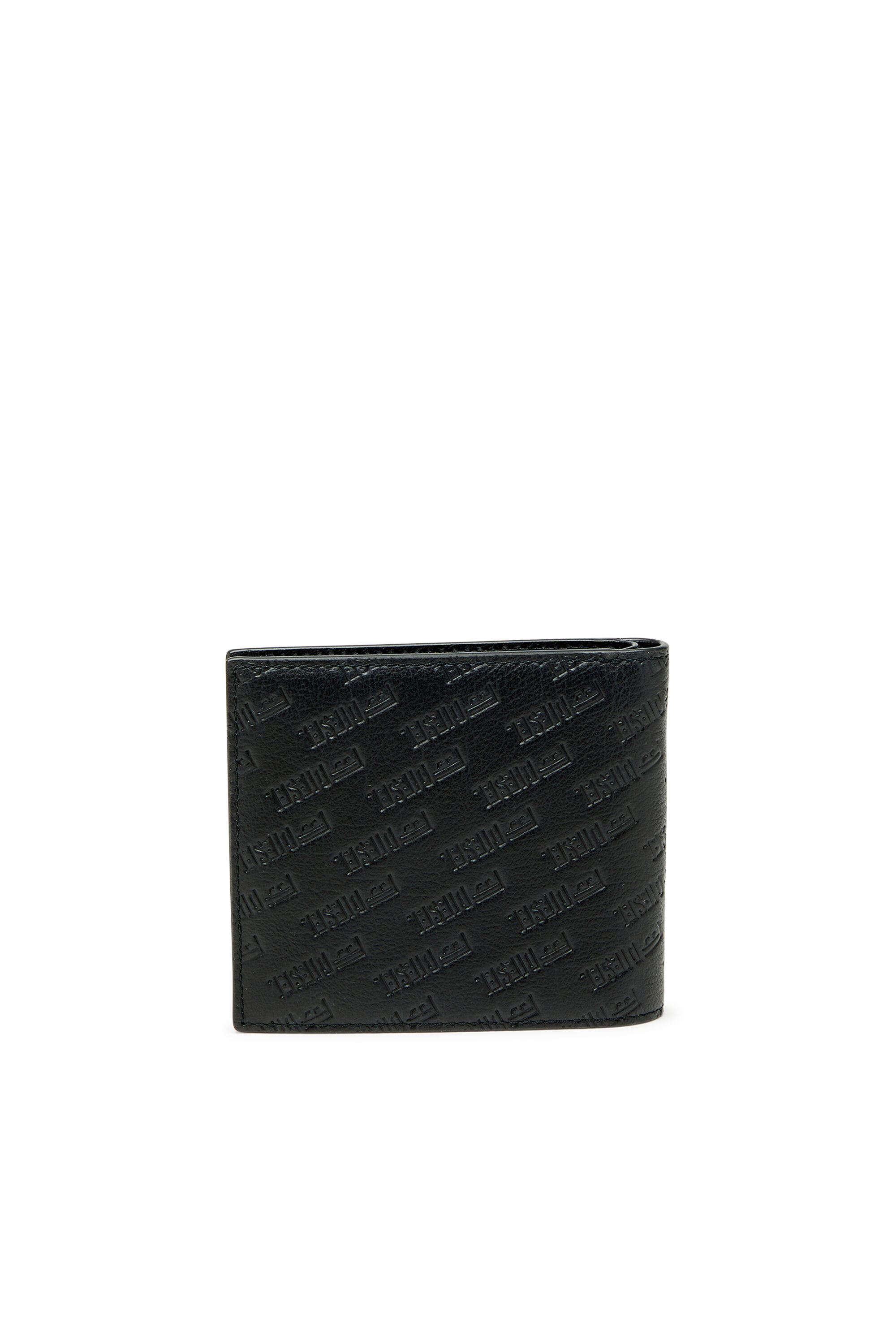 Diesel - MONOGRAM BI-FOLD COIN S 3D, Portefeuille en cuir &agrave; logo emboss&eacute; all-over Homme in Noir - 2