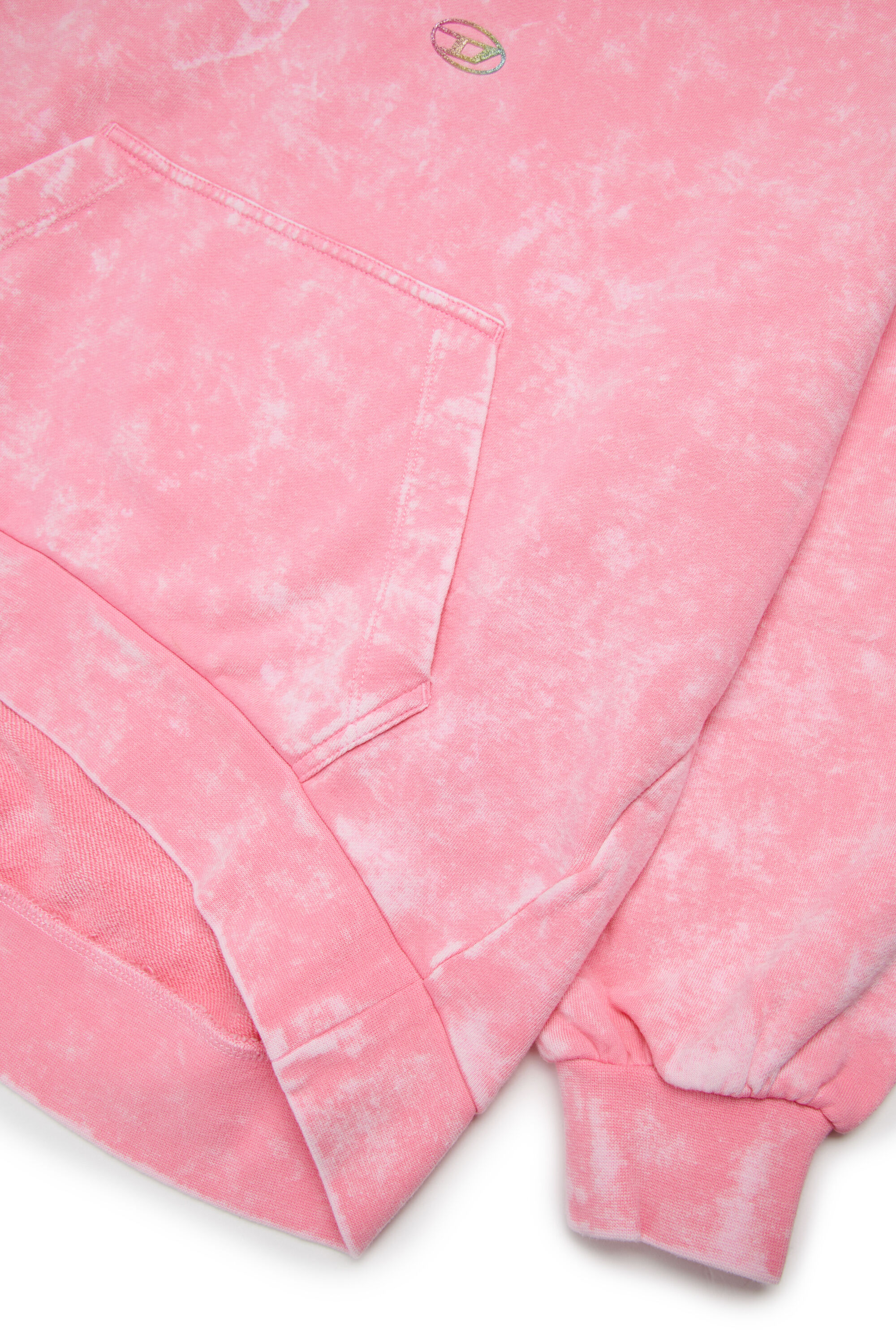 Diesel - SALIA, Sweat &agrave; capuche en coton effet d&eacute;lav&eacute; Femme in Rose - 4