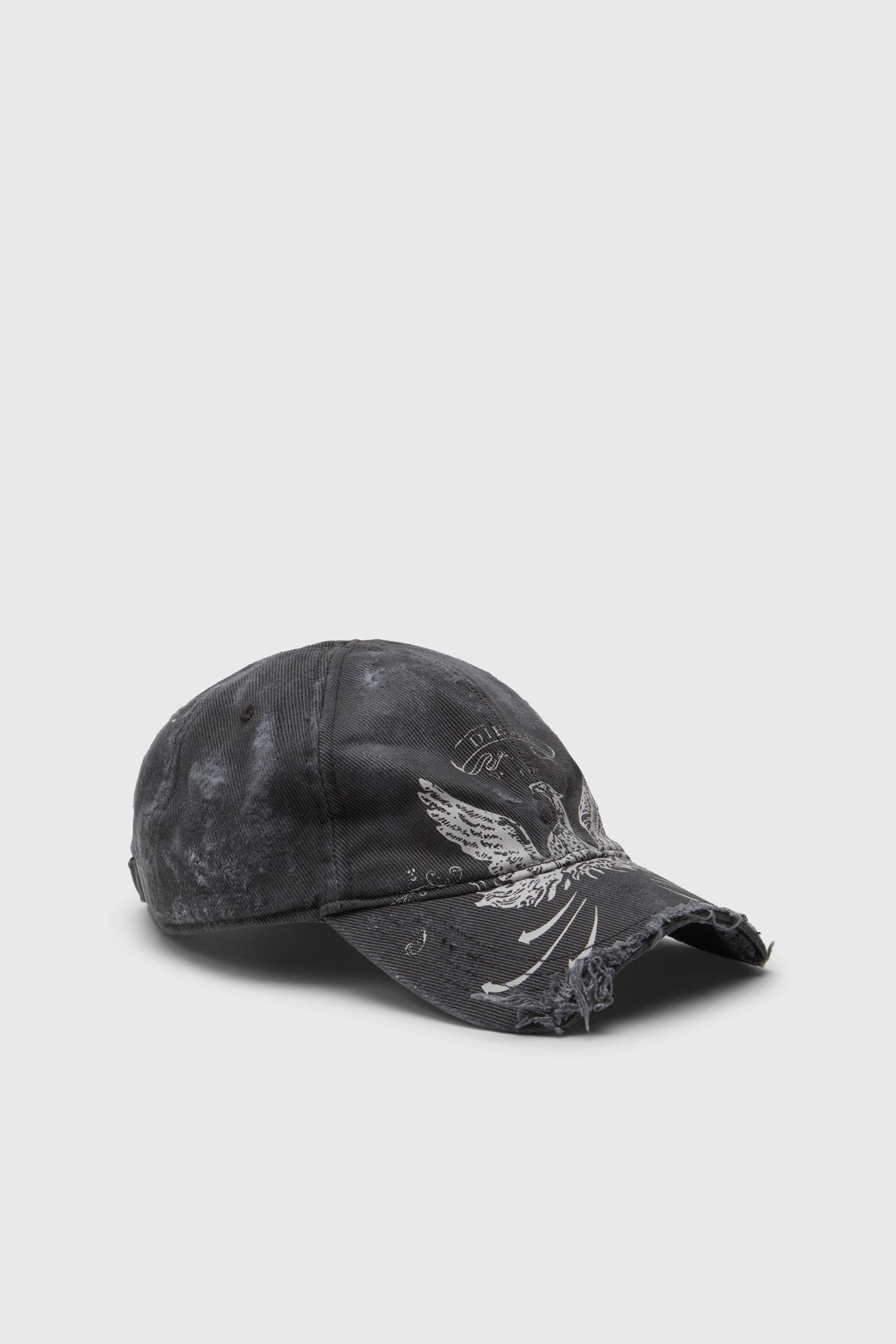 Diesel - C-FENIX, Casquette de baseball effet vieilli avec imprim&eacute; du ph&eacute;nix Homme in Noir - 1