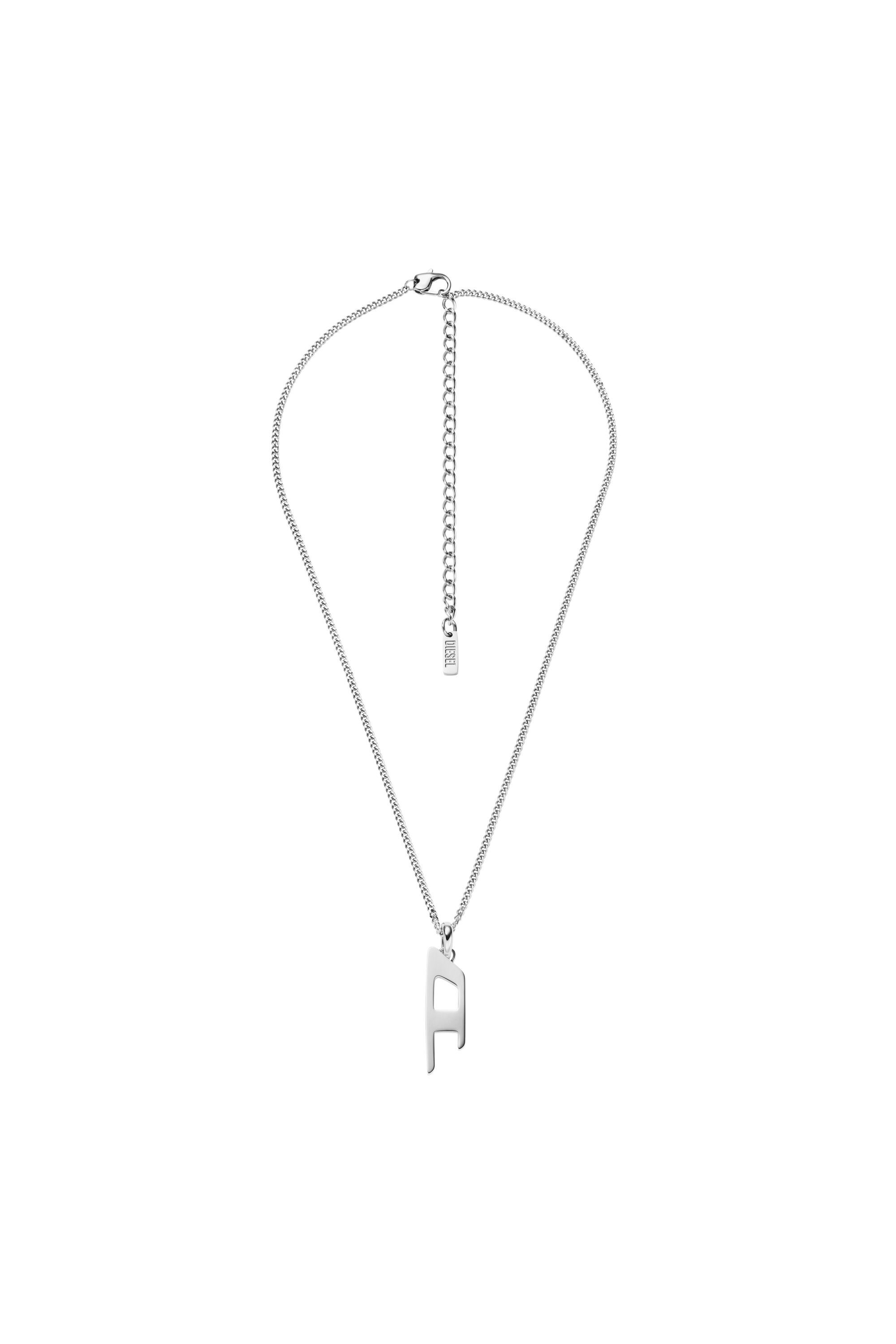 Diesel - DX1625040 JEWELLERY, Collier avec pendentif logo D en acier inoxydable Mixte in Gris argenté - 1