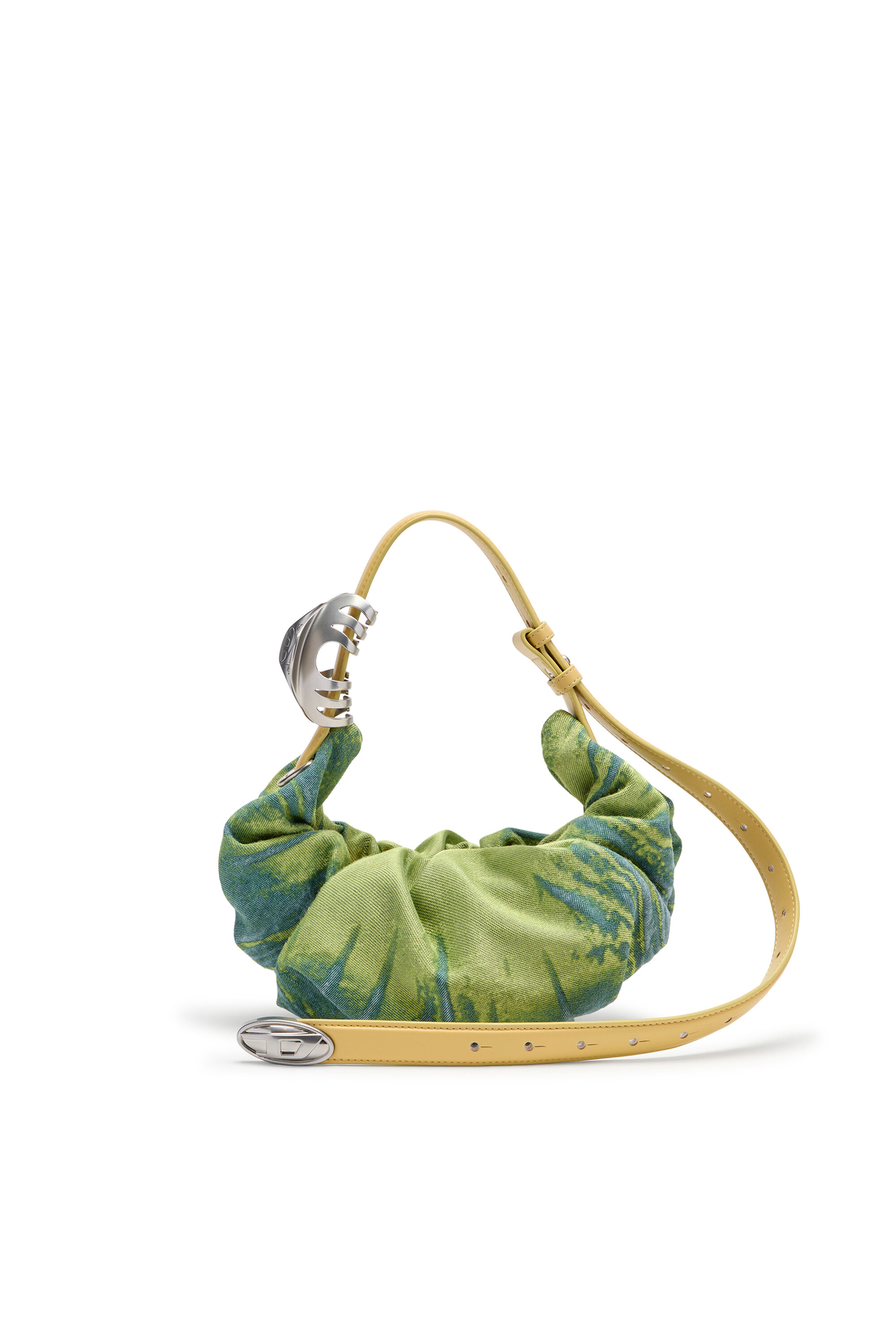 Diesel - GRAB-D HOBO S, Grab-D-Sac hobo froiss&eacute; en satin denim Femme in Vert - 1