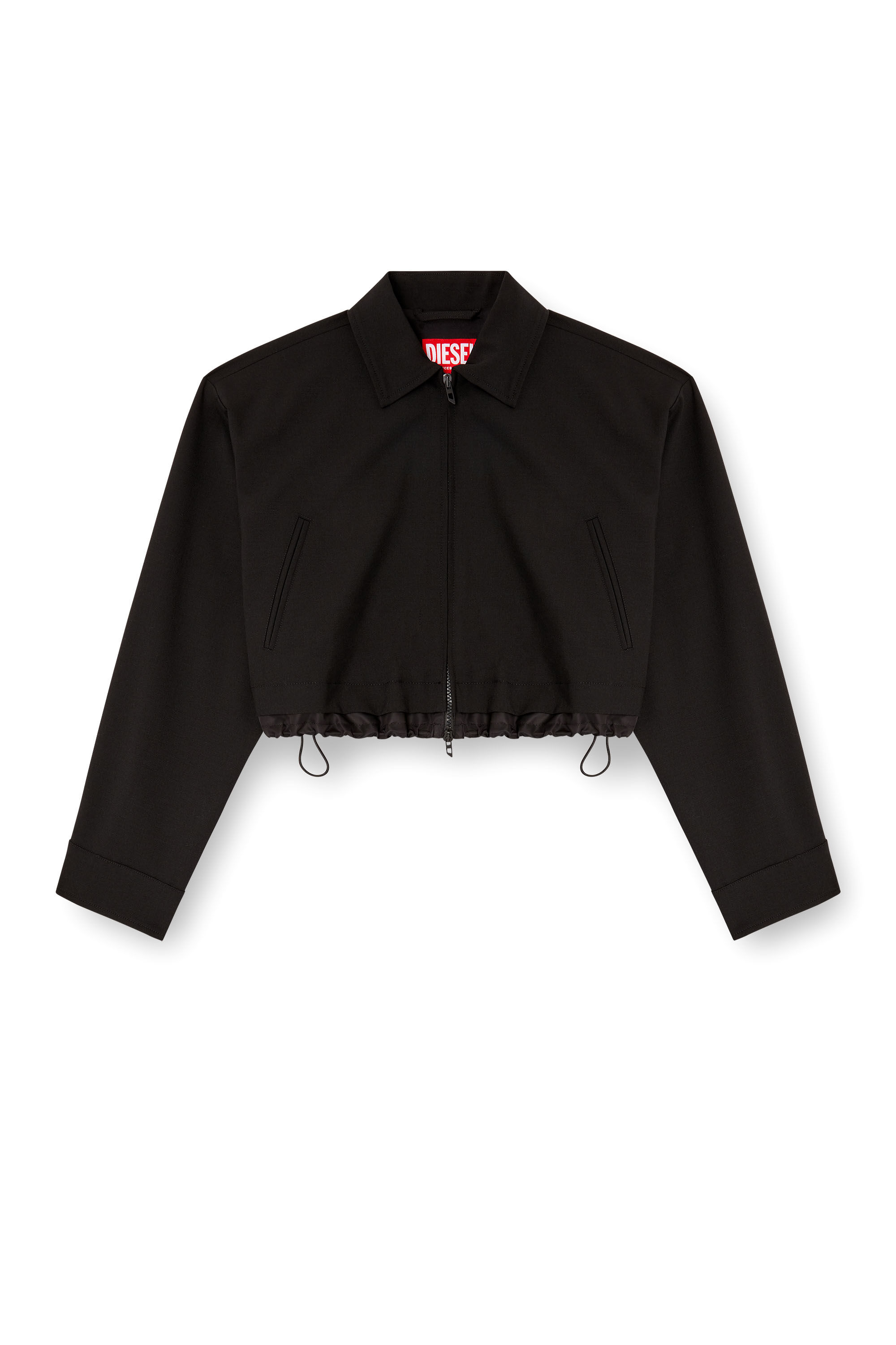Diesel - J-TING-FEM-R2, Veste cropped en tissu tailleur et nylon Femme in Noir - 2