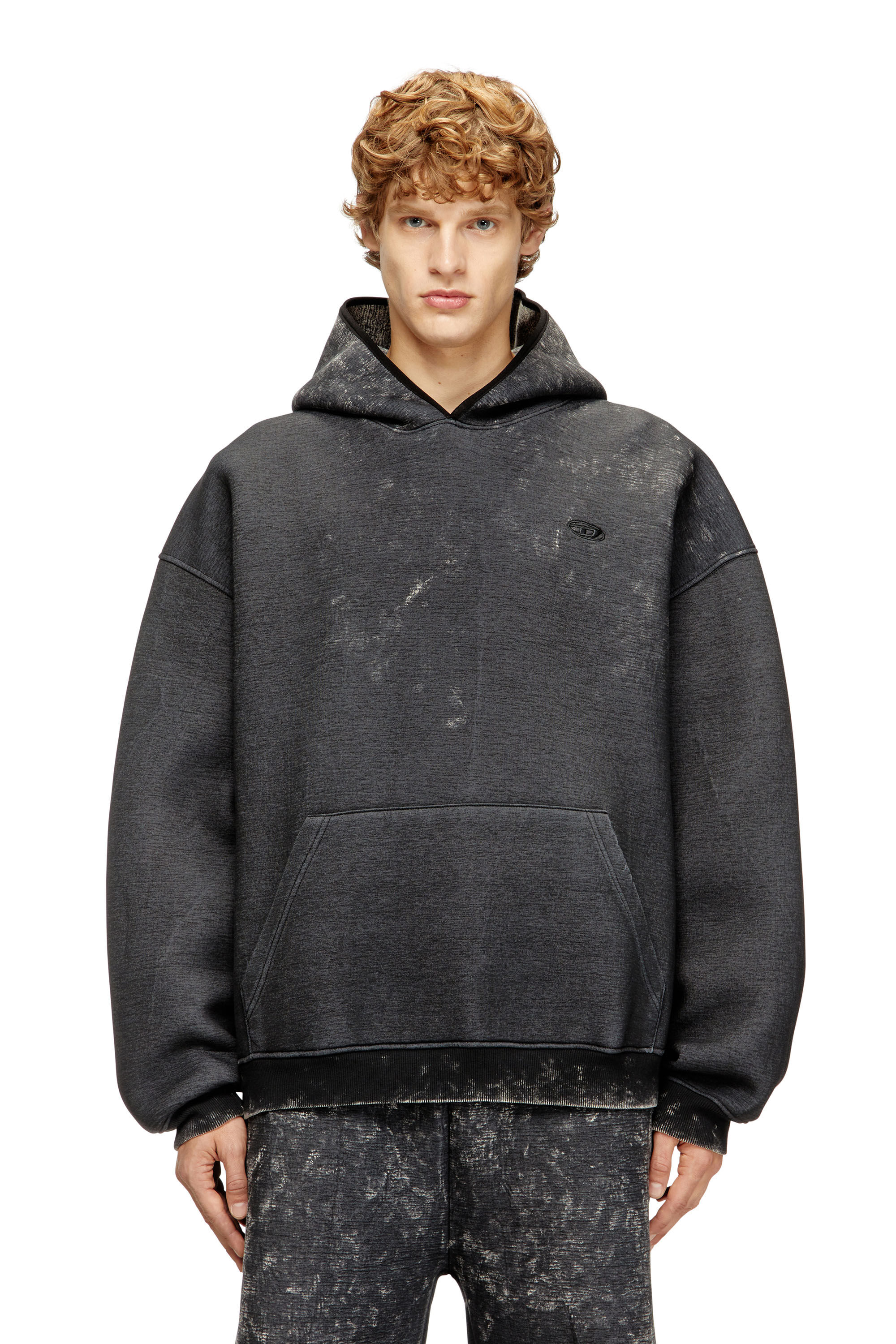 Diesel - S-BOXT-CHAN-HOOD, Hoodie d&eacute;contract&eacute; en n&eacute;opr&egrave;ne avec effet marbr&eacute; Homme in Gris - 3