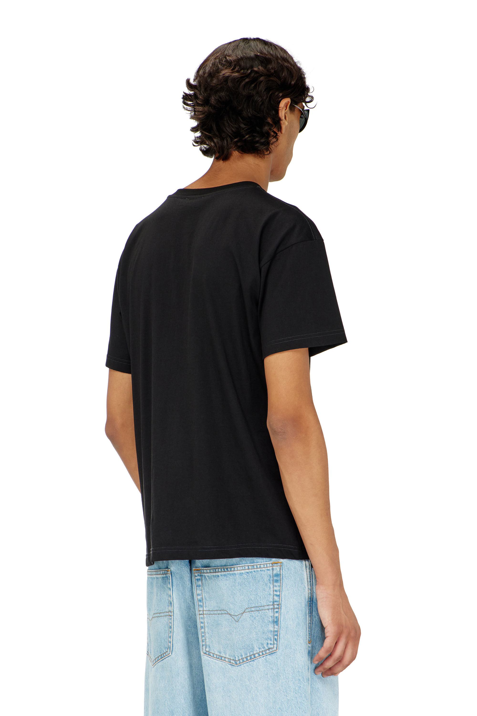 Diesel - T-NORM-PIPING, T-shirt avec passepoil contrastant Homme in Noir - 4