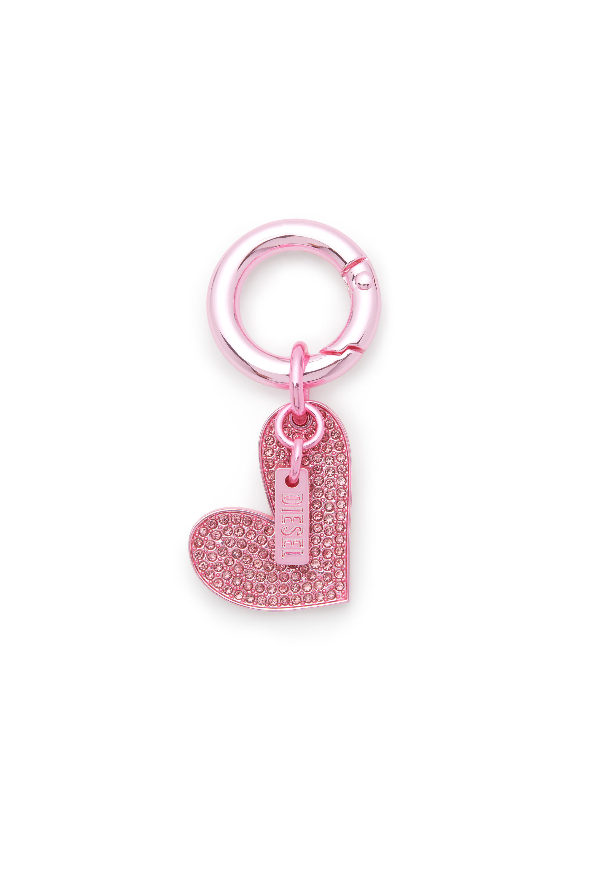 Diesel - CHARM-HEART, Breloque cœur en métal avec strass Femme in Rose - 1
