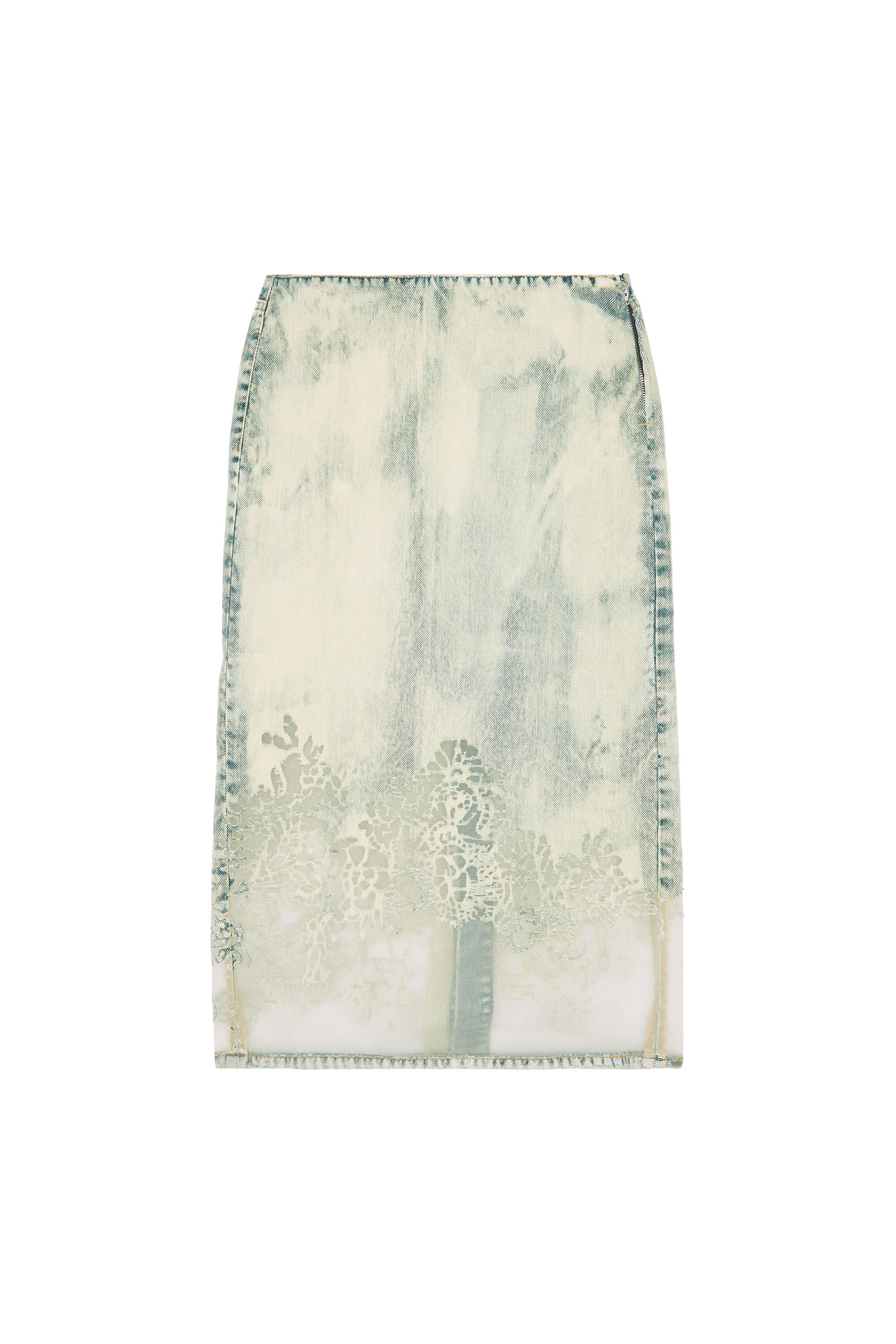Diesel - DE-PRA-FSC, Jupe midi en dentelle denim Femme in Bleu - 2