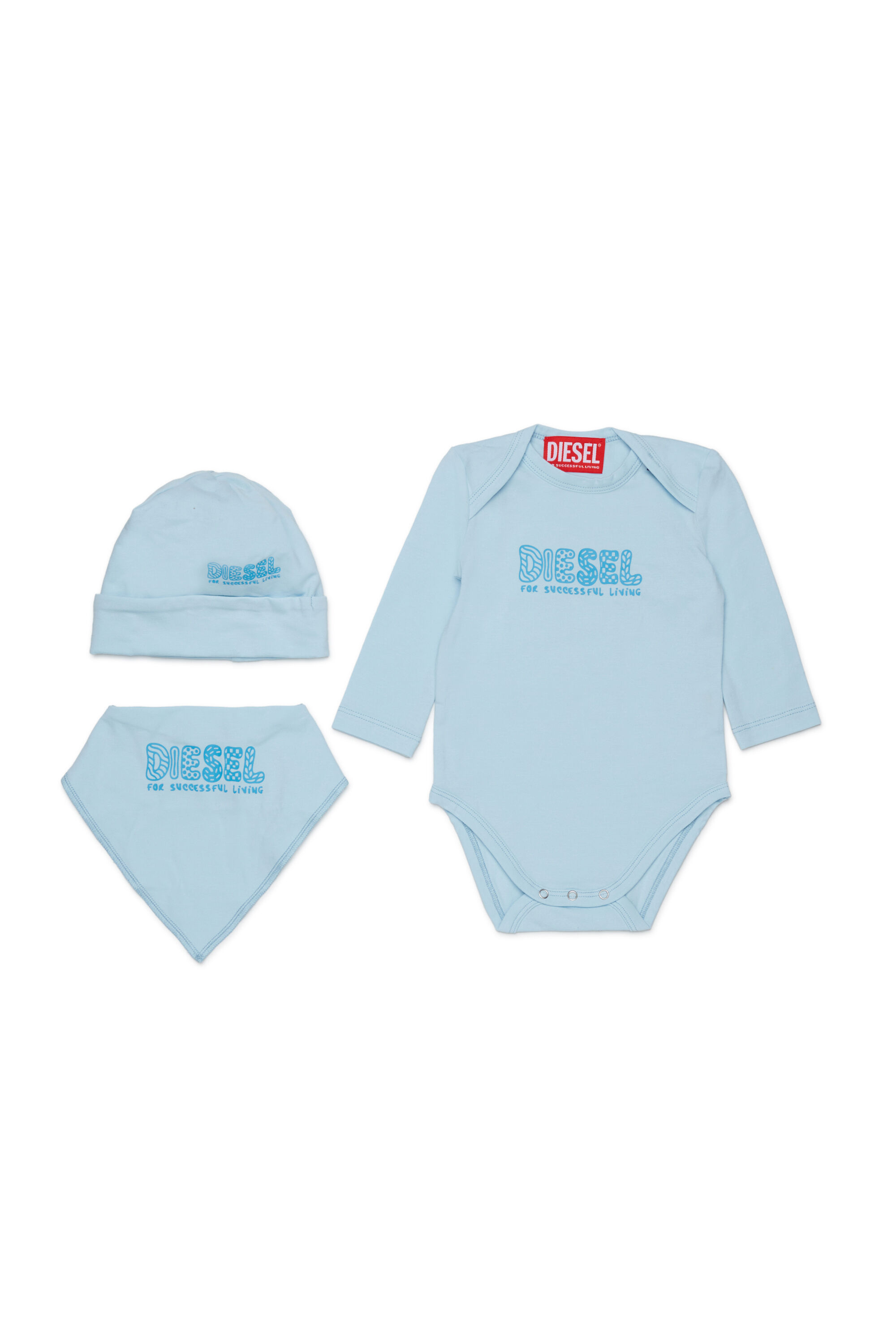 Diesel - UBBYBOX-NB, Ensemble nouveau-n&eacute; avec imprim&eacute; doodle-logo Mixte in Bleu - 1