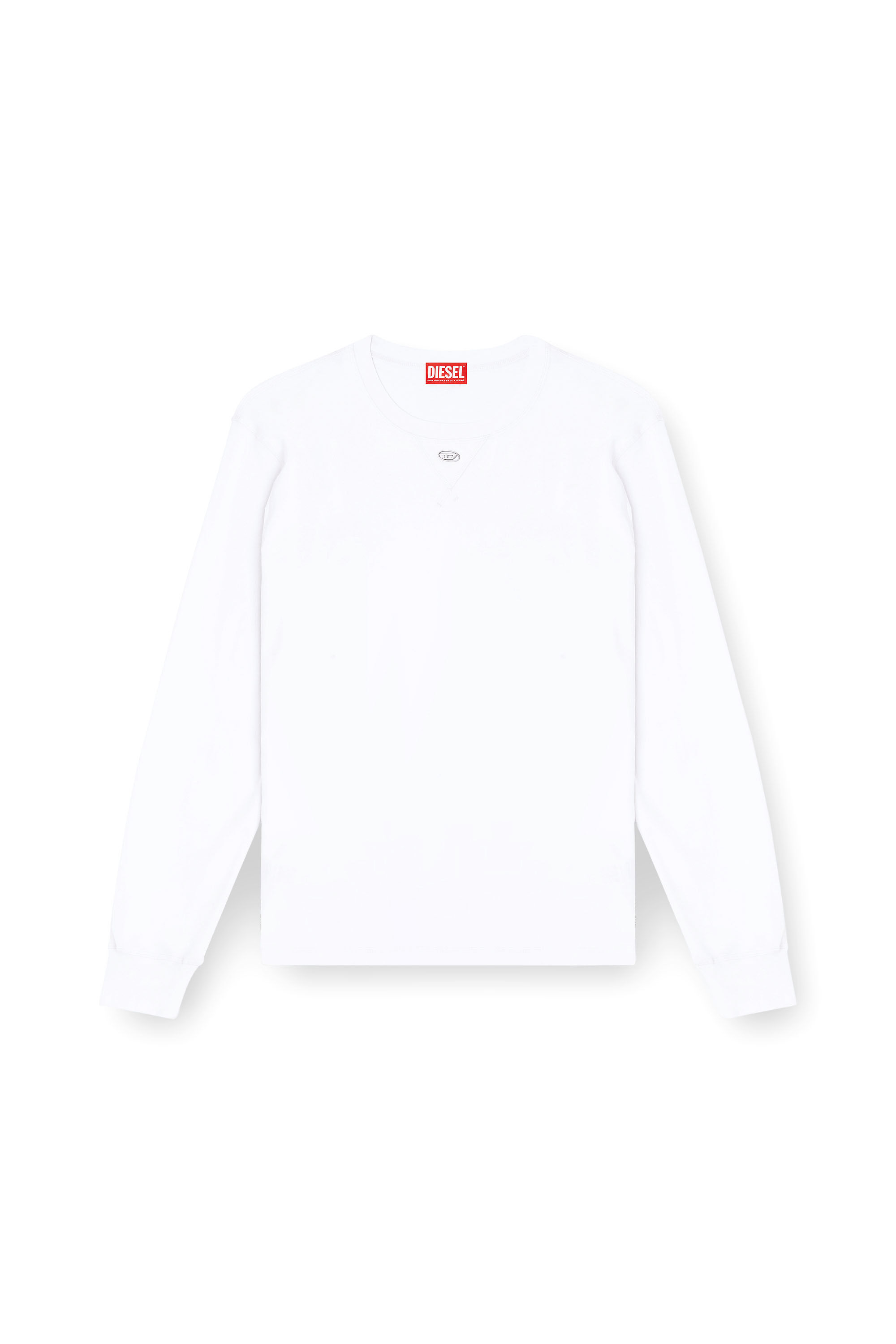 Diesel - T-MADJUST-LS-TR, T-shirt &agrave; manches longues en coton avec Oval D Homme in Blanc - 2