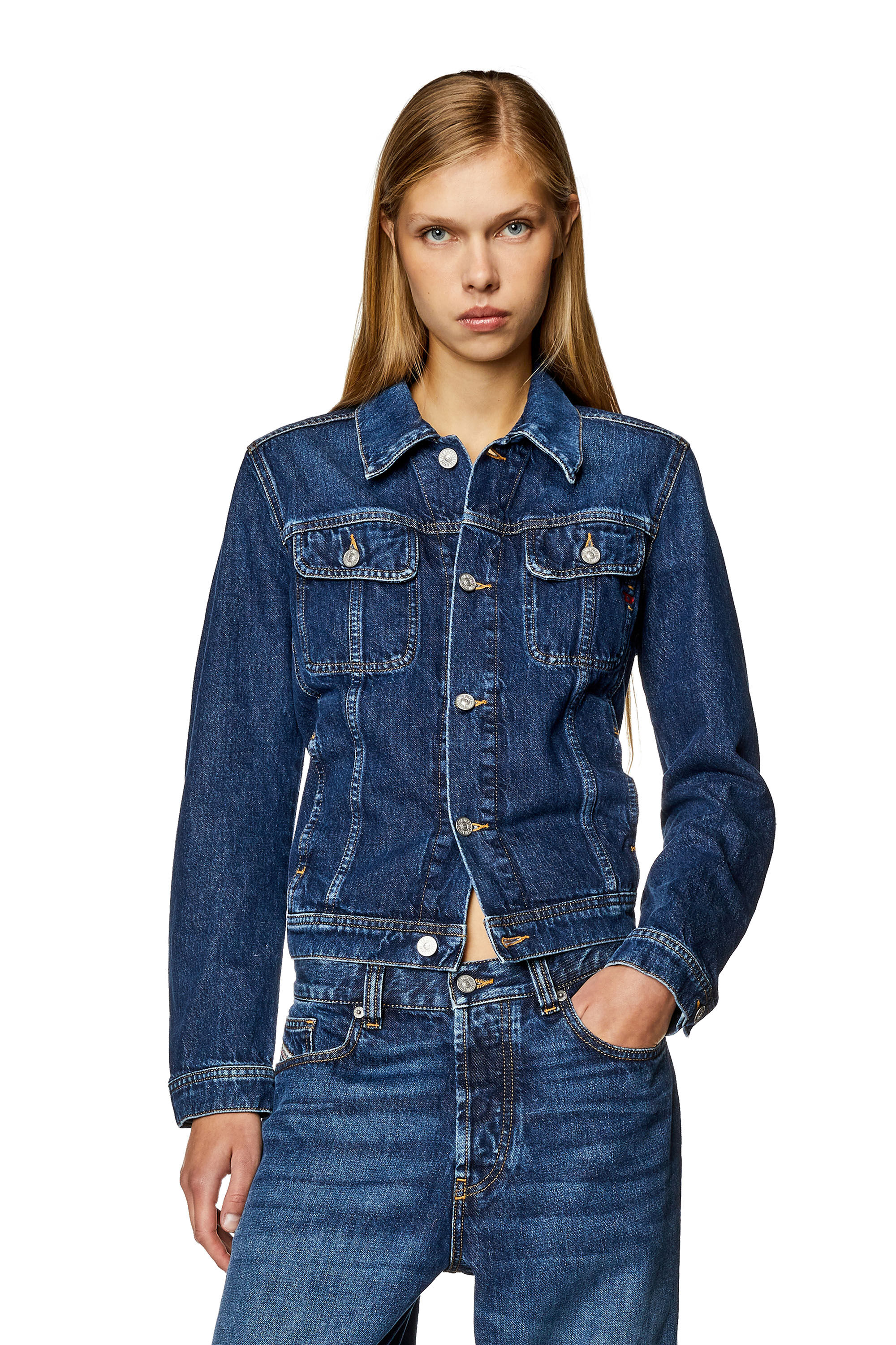 Diesel - DE-BONNY, Veste trucker en denim Femme in Bleu - 3