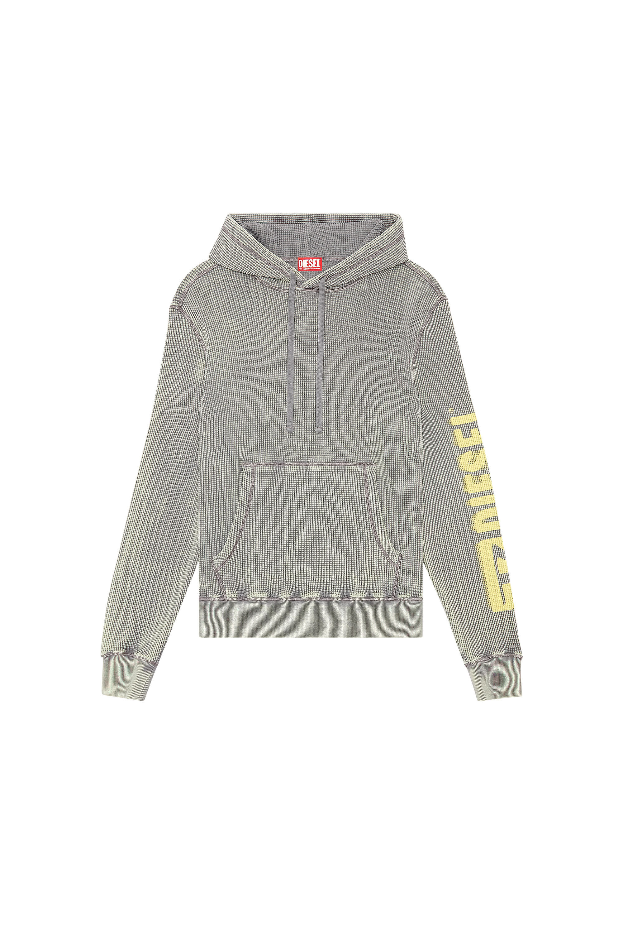 Diesel - S-GINAFY-HOOD, Sweat-shirt à capuche en jersey macro-gaufré Homme in Gris - 2