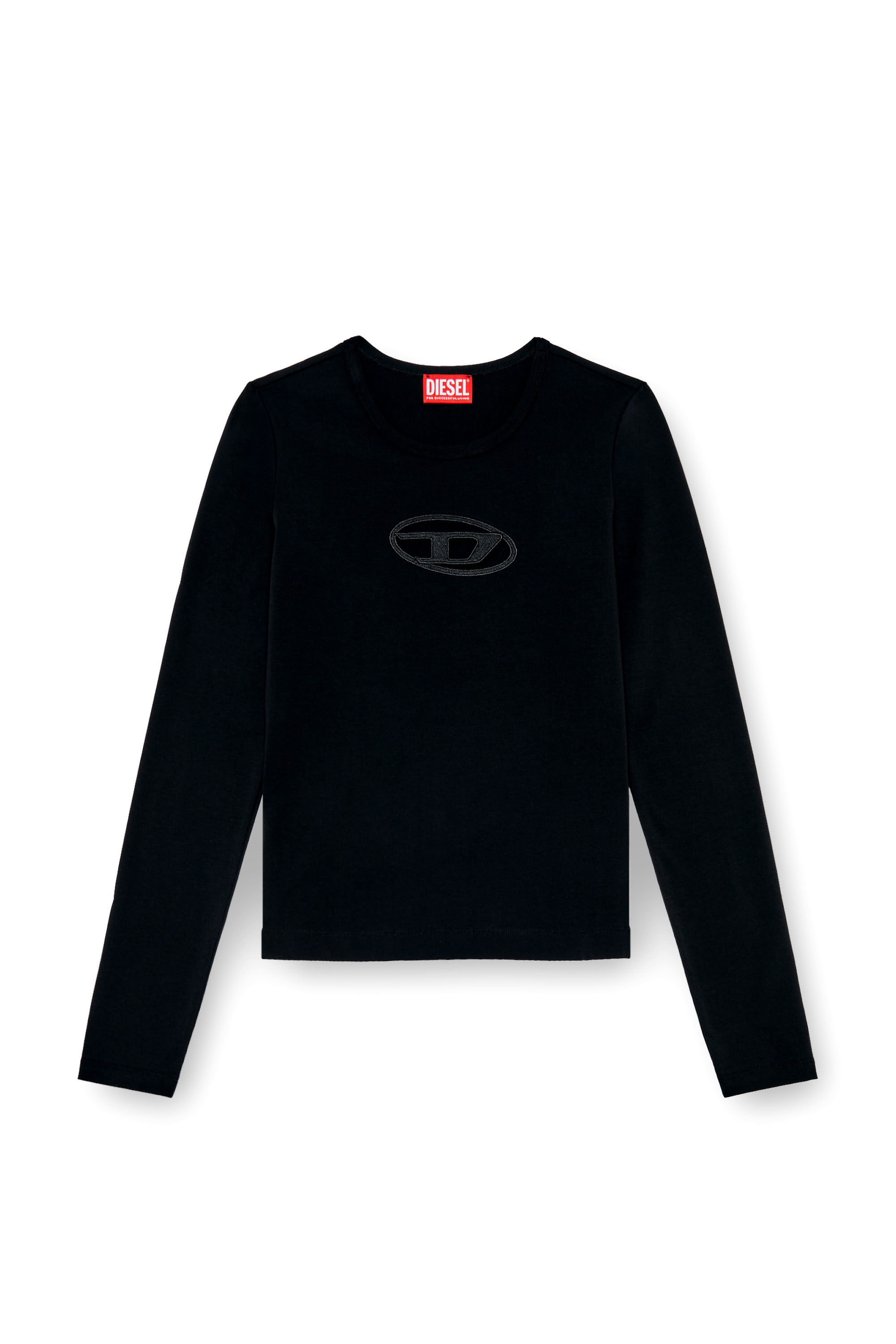 Diesel - T-ANGIE-LS, T-shirt à manches longues avec logo cut-out Femme in Noir - 2