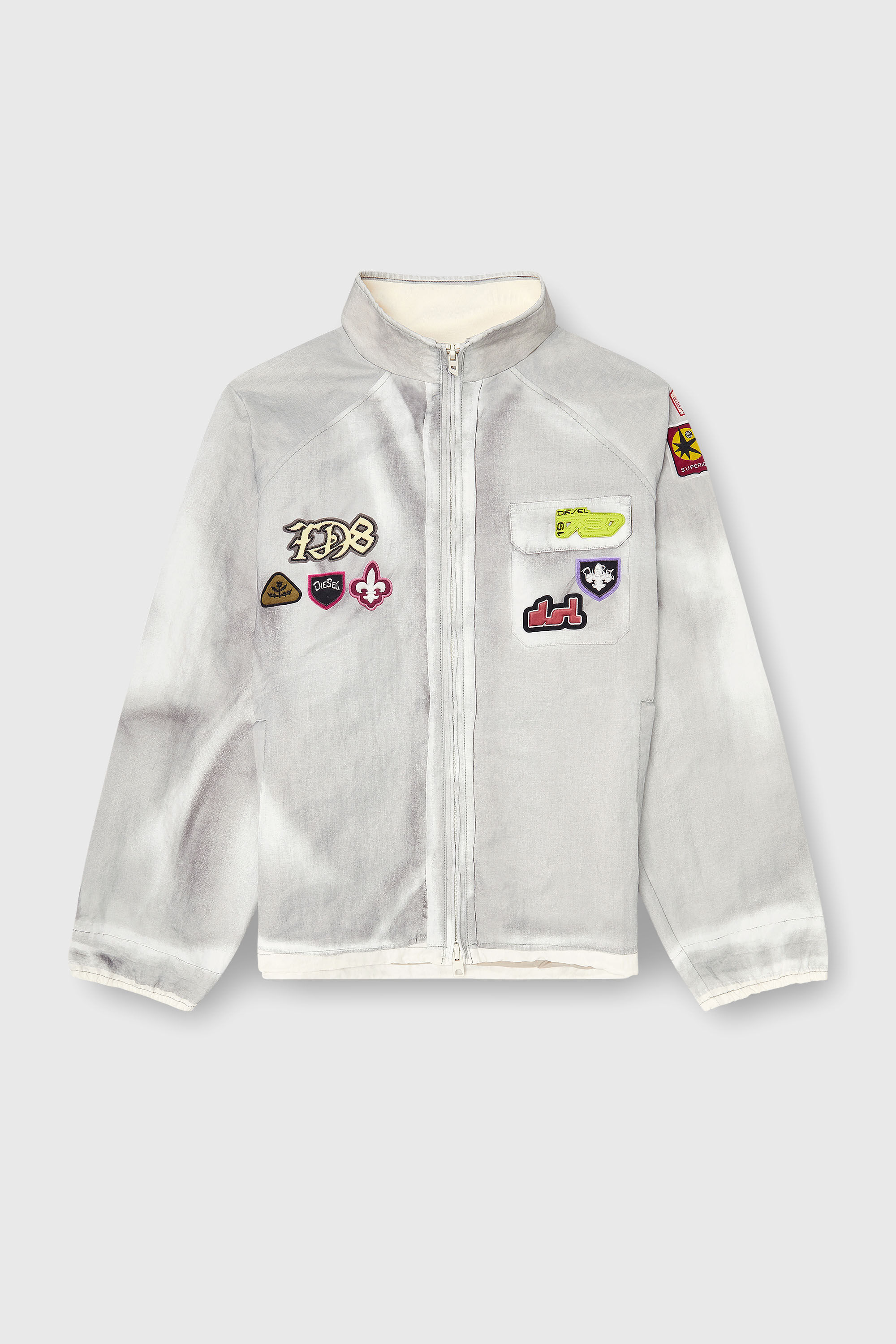 Diesel - J-PATCH, Coupe-vent avec patchs trompe-l&rsquo;&oelig;il Homme in Gris - 2