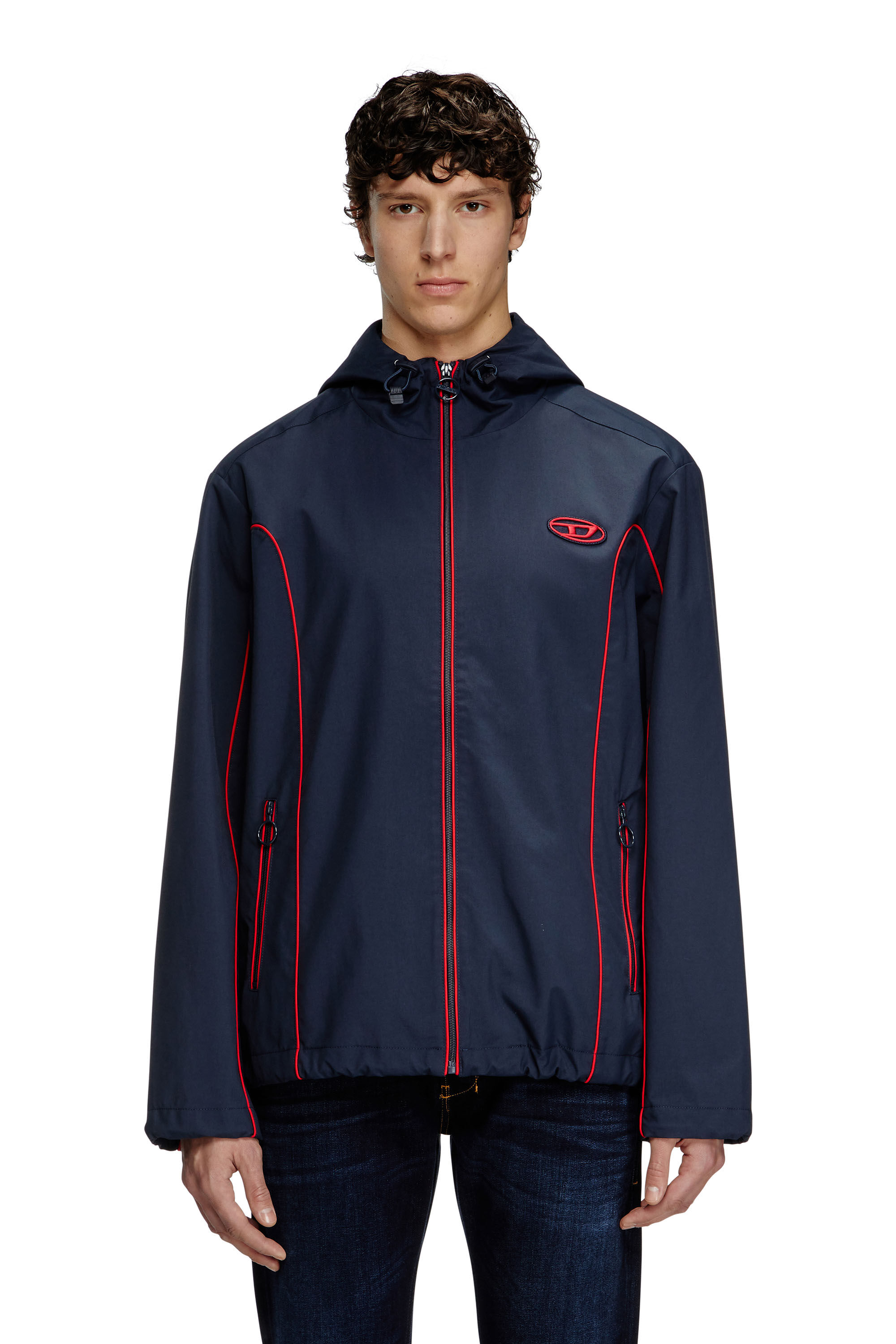 Diesel - J-HIVES, Coupe-vent avec passepoil contrasté Homme in Bleu - 3