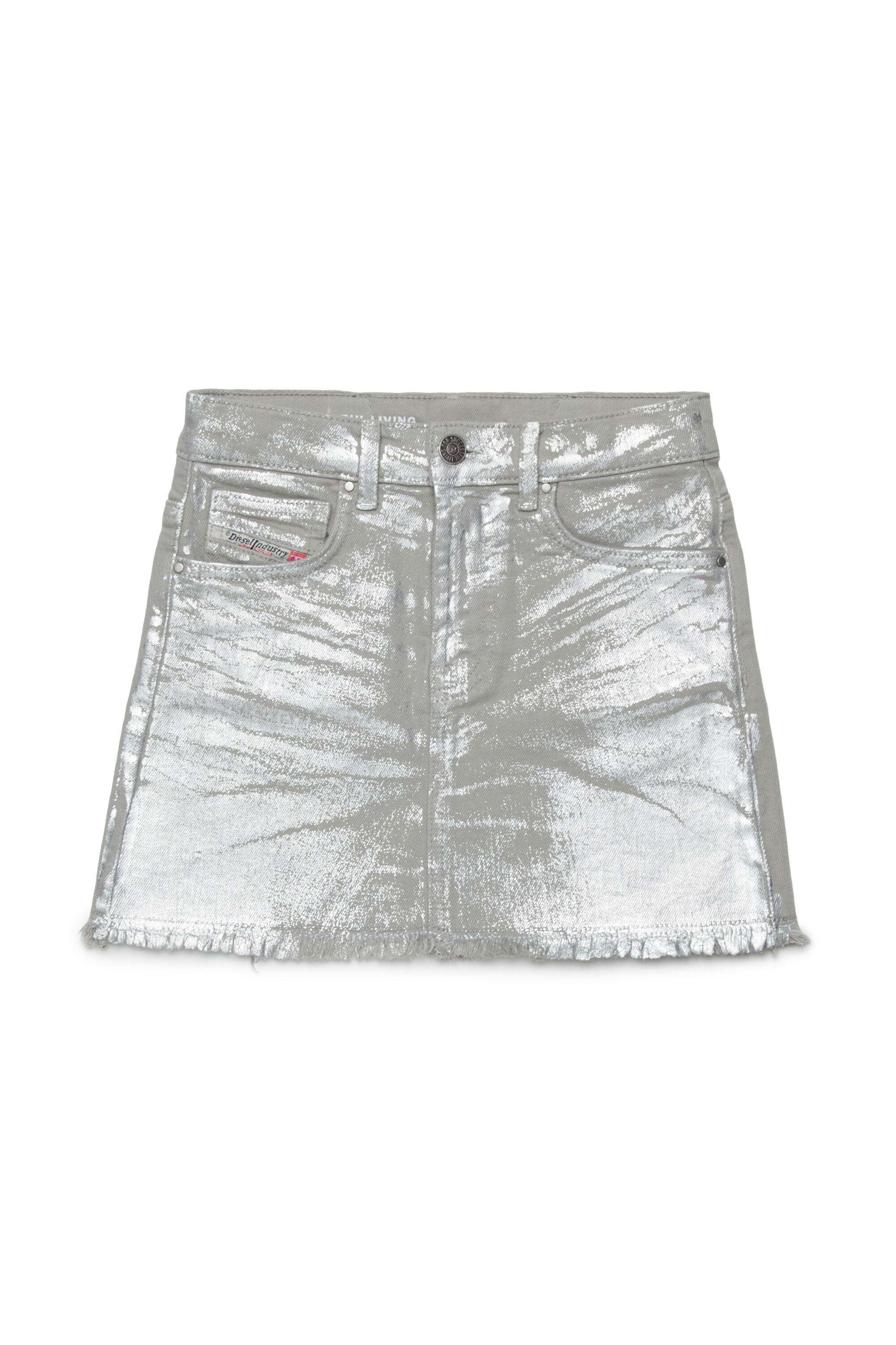 Diesel - GIANNA-SP, Woman's Denim skirt with metallic finish in Silver - 1