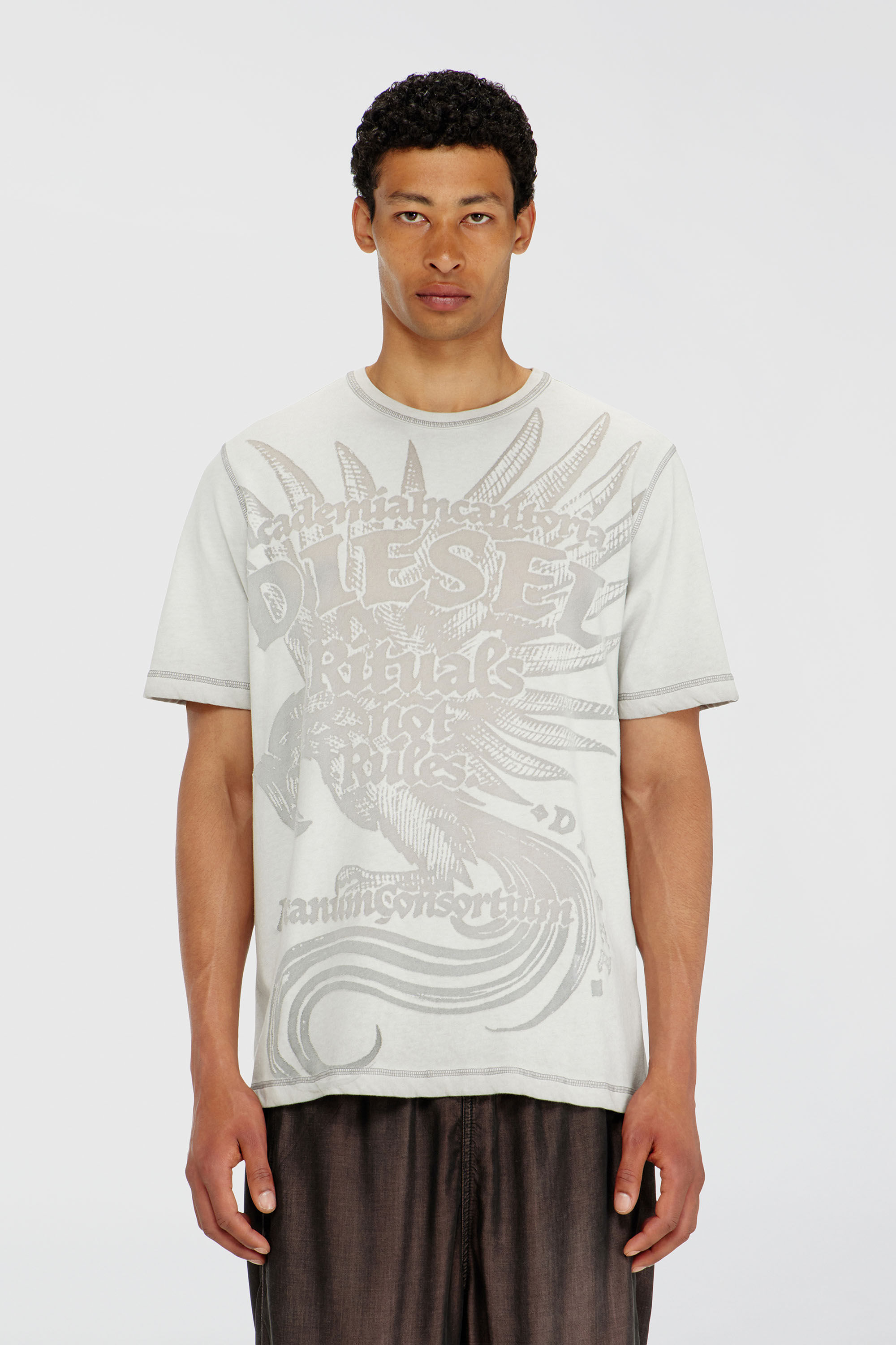 Diesel - T-RAWJUST-AA1, T-shirt en jersey avec motif emboss&eacute; Homme in Gris - 3