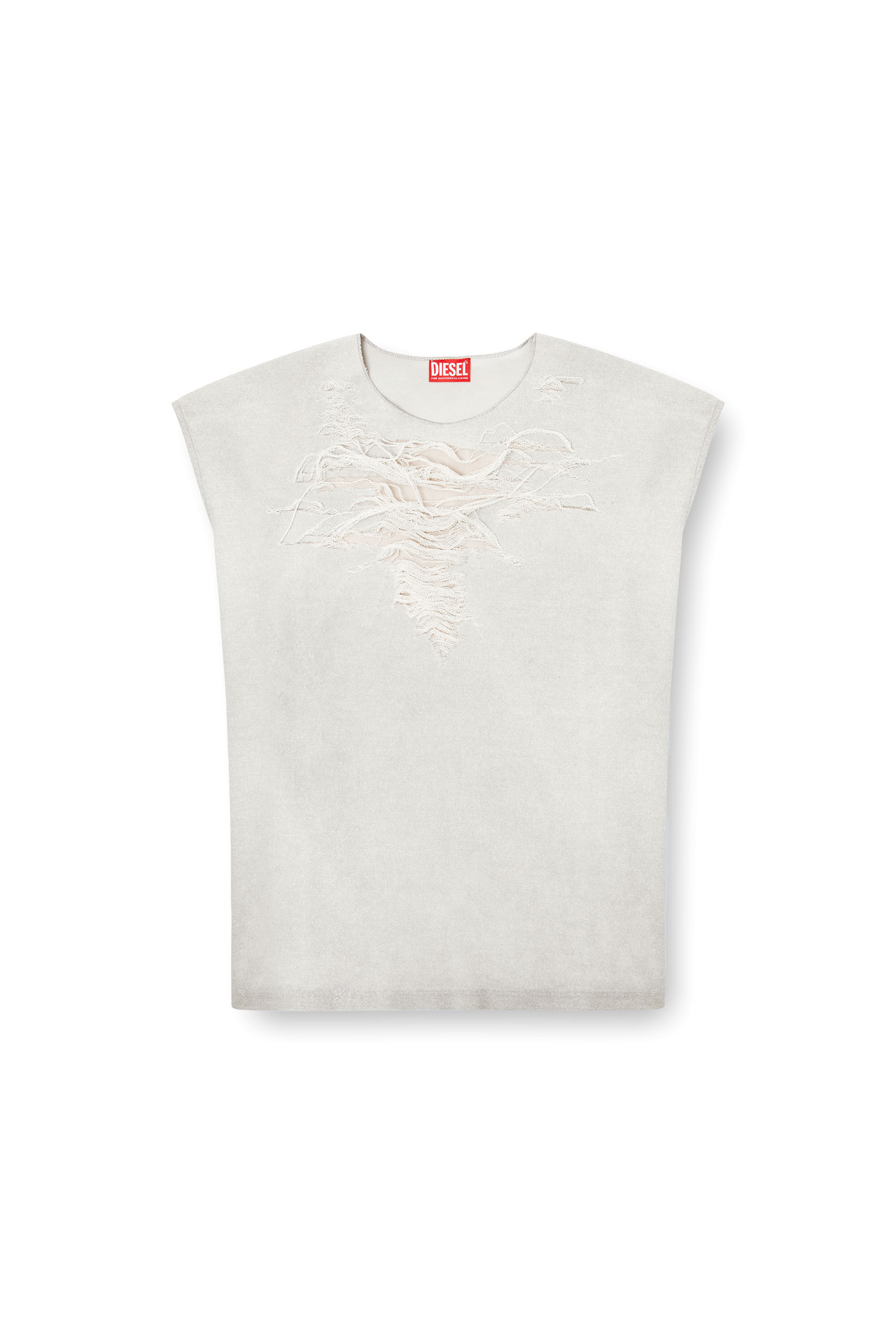Diesel - S-RUB-SL, Sweat-shirt sans manches avec effet vieilli à l'avant Homme in Gris - 2