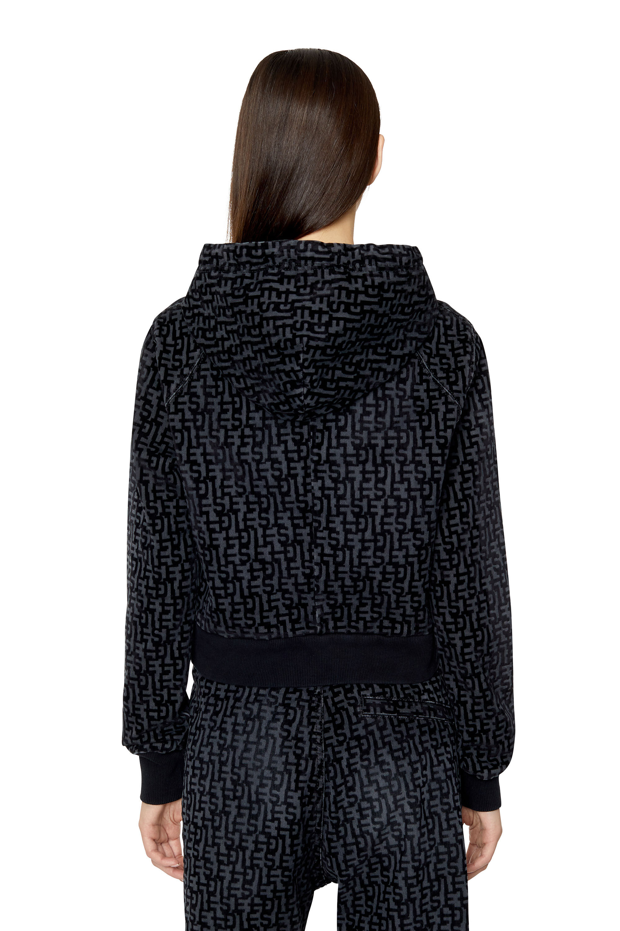 Diesel - D-ANGY TRACK DENIM HOODIE, Noir/Gris foncé - Image 4