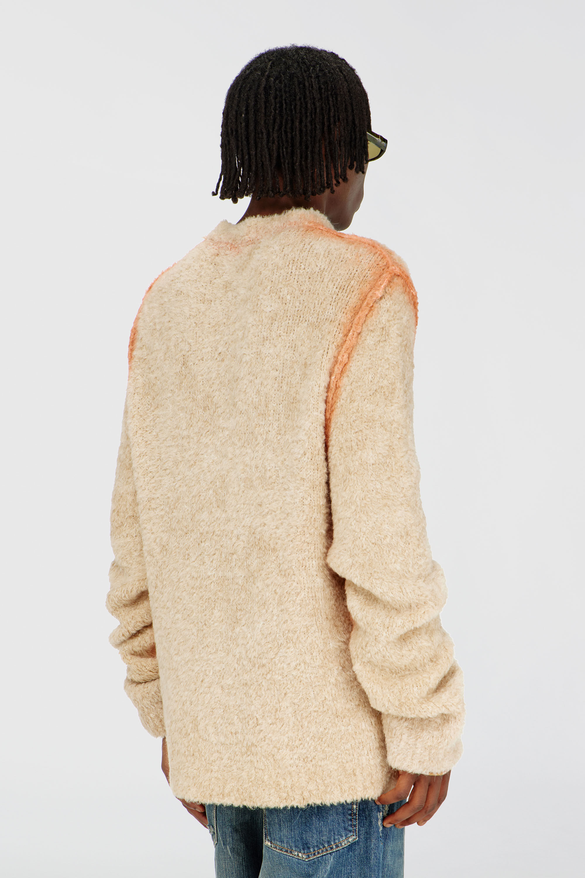 Diesel - K-RIMI, Pull en m&eacute;lange d&rsquo;alpaga avec coutures effet spray Homme in Marron - 4