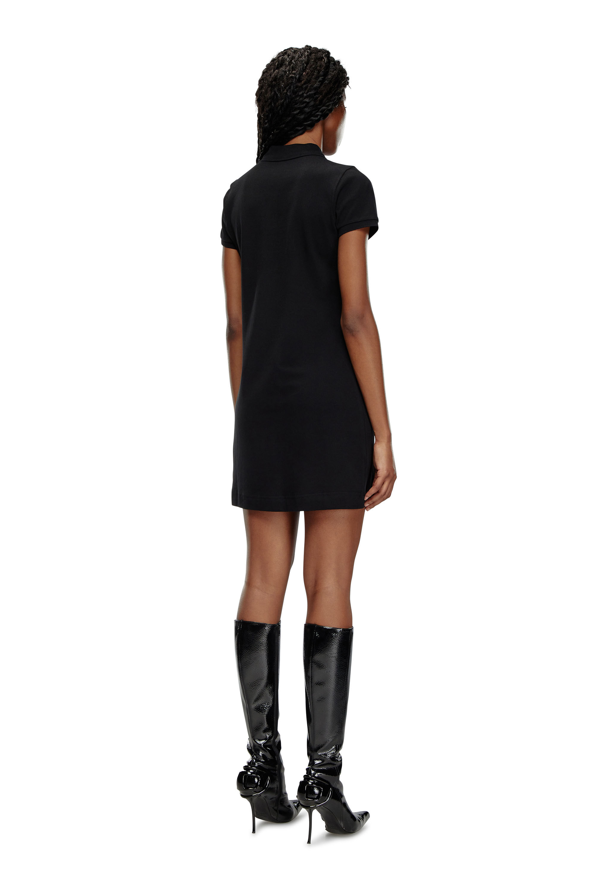 Robe polo avec empiecement oval D Femme Noir Diesel